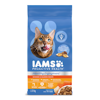 IAMS ProactiveHealth Healthy Enjoyment Chicken and Salmon Adult Dry Cat Food, High Protein, 2.72-kg Front_Flat