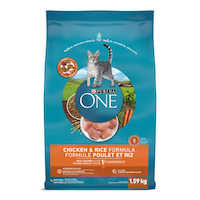 Purina One Chicken and Rice Adult Dry Cat Food, Made with Real Meat, Nutrient-rich, 1.59-kg Front_Flat