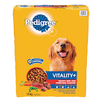Nourriture sèche pour chiens adultes Pedigree Vitalité+, saveur de boeuf et légumes, 14 kg