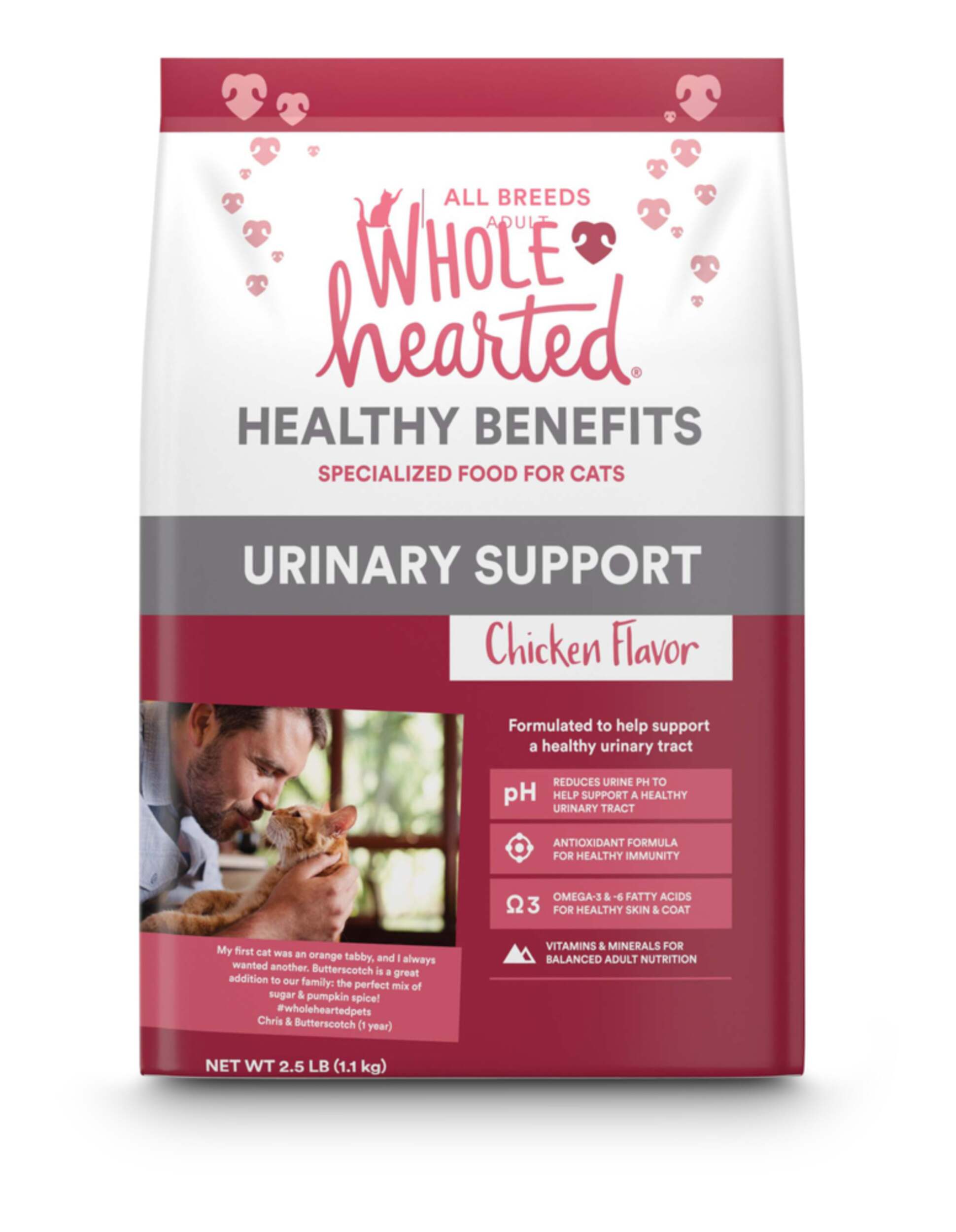 Nourriture sèche pour chats soin urinaire WholeHearted, poulet 2,26 kg Front_Flat