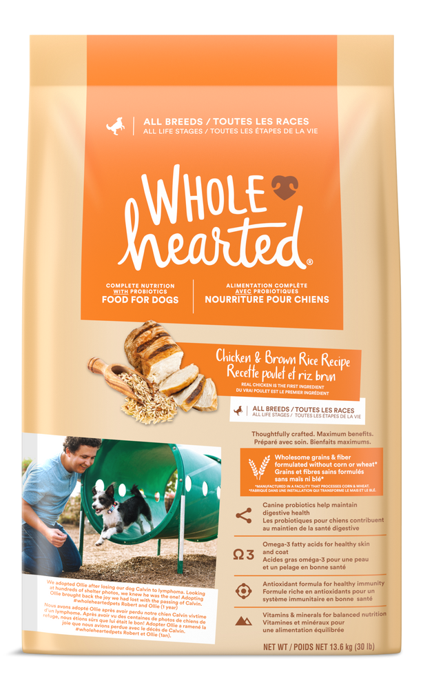 Nourriture sèche pour chiens WholeHearted Nutrition complète pour toutes  les étapes de la vie, poulet et riz brun, 13,6 kg Canadian Tire