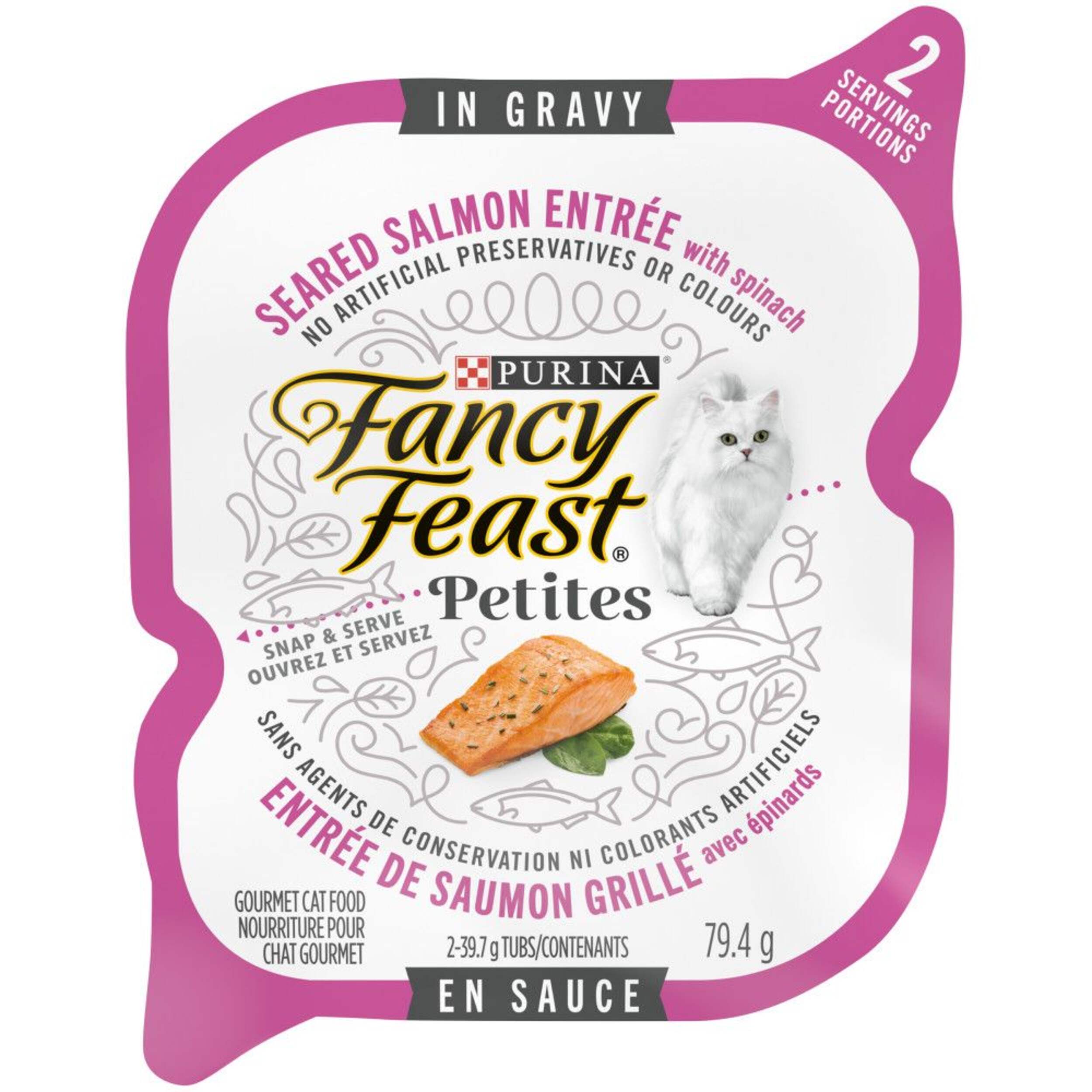 Purina Fancy Feast® Petites in Gravy Salmon with Spinach Wet Cat Food, 79-g Front_Flat