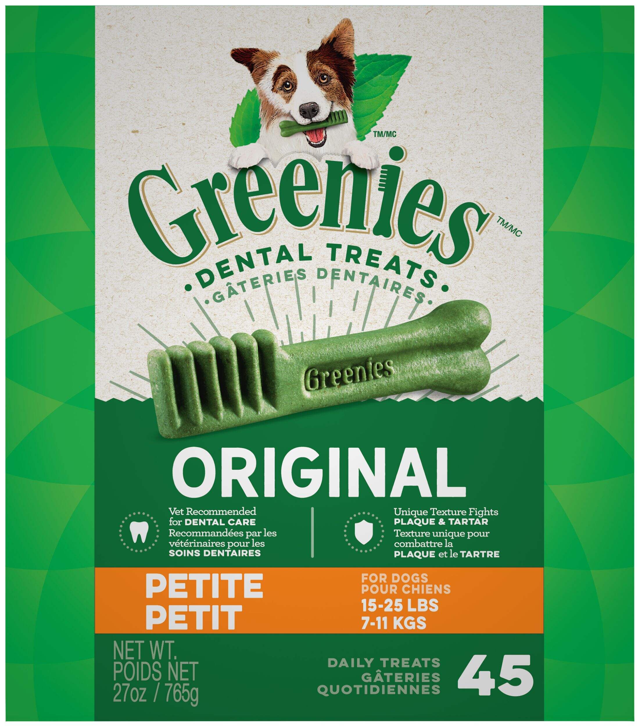 Gâteries dentaires pour chiens GREENIES Original, petit, 765 g Front_Flat