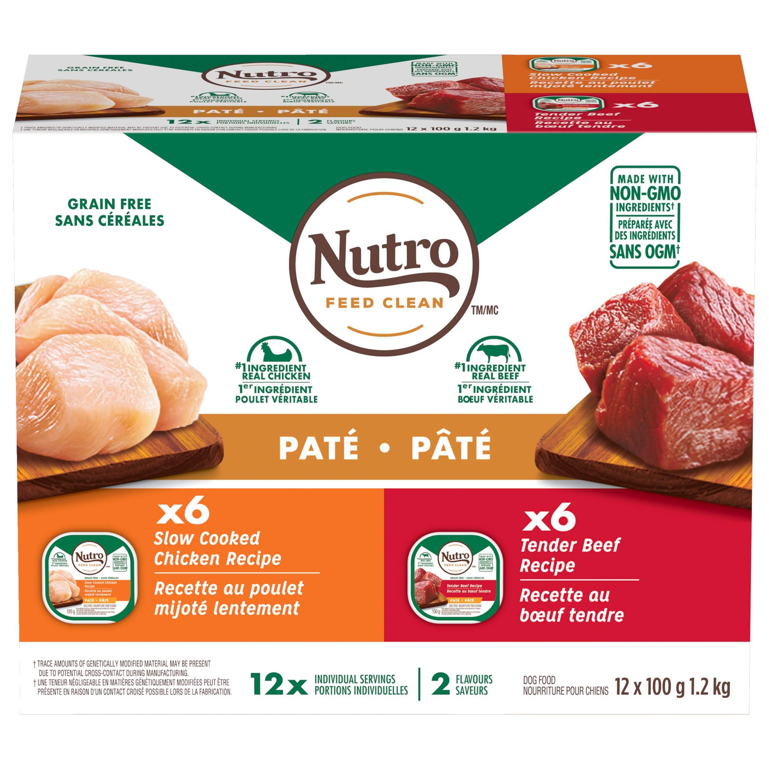 Nourriture humide NUTRO, chien adulte, paq. 12 x 100 g Front_Flat