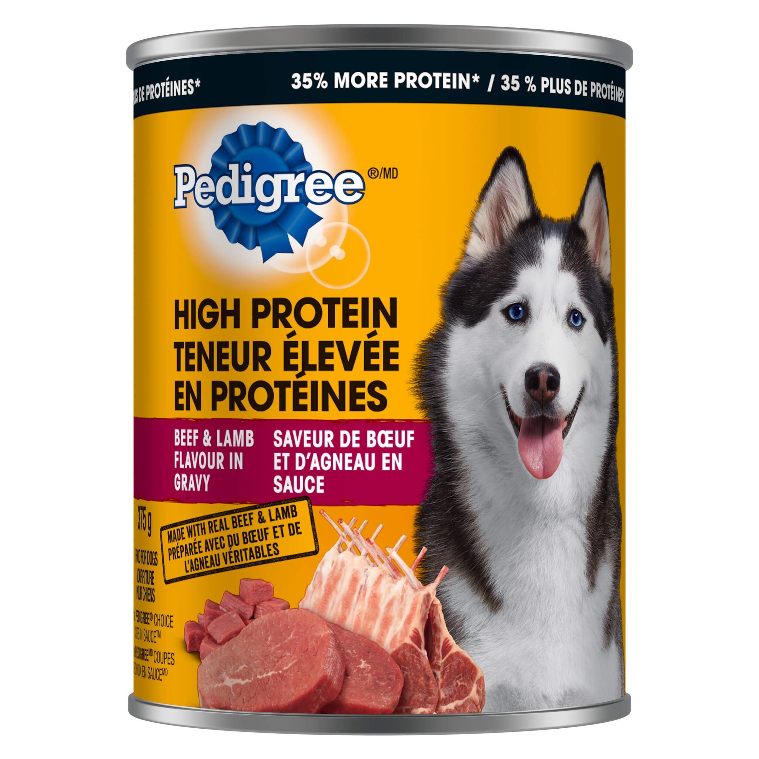 Pedigree® High Protein Beef & Lamb Flavour in Gravy Adult Wet Dog Food, 375-g Front_Flat