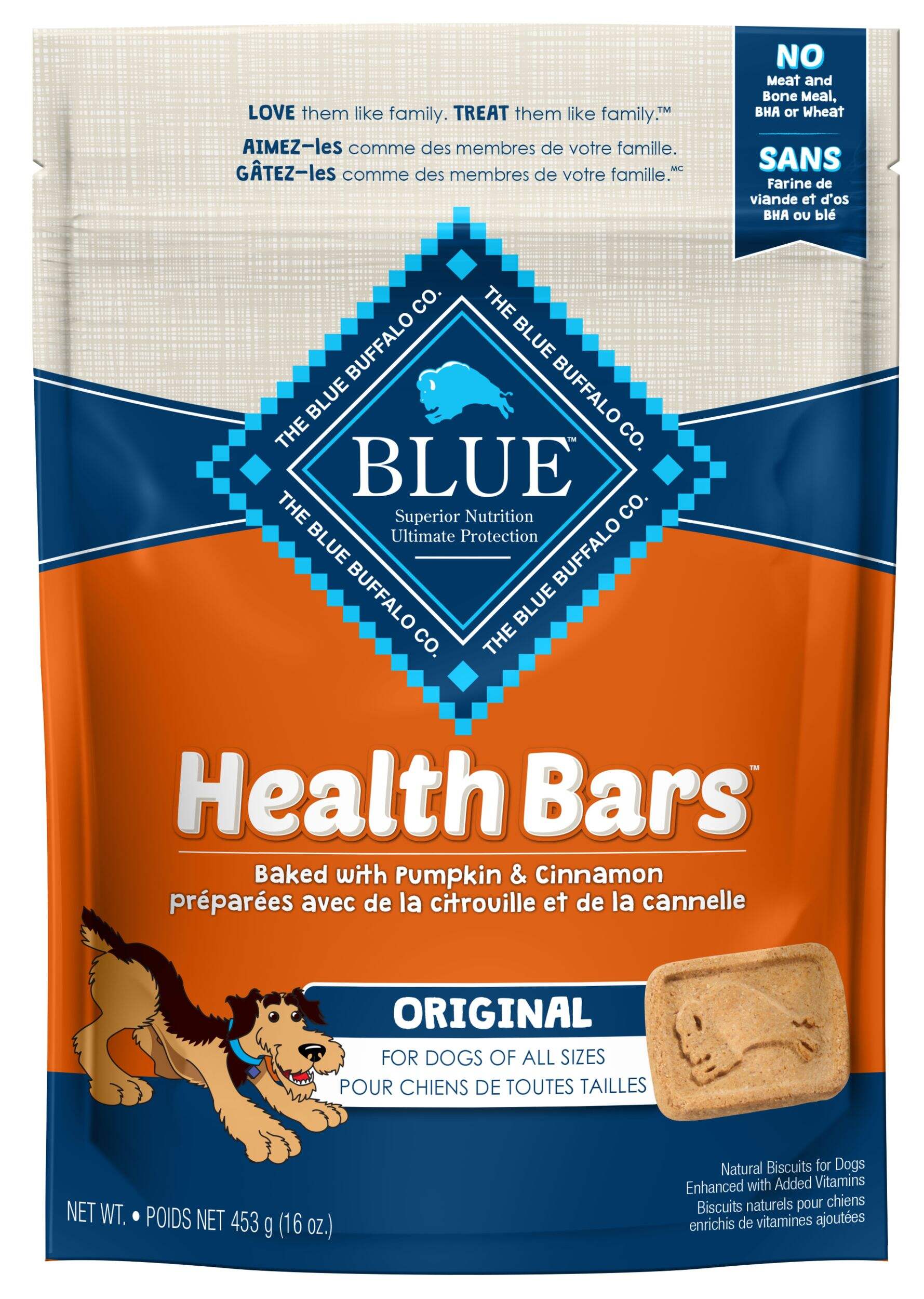 Blue Buffalo BLUE Health Bars PumPkin & Cinnamon Dog Treats, 453-g Front_Flat