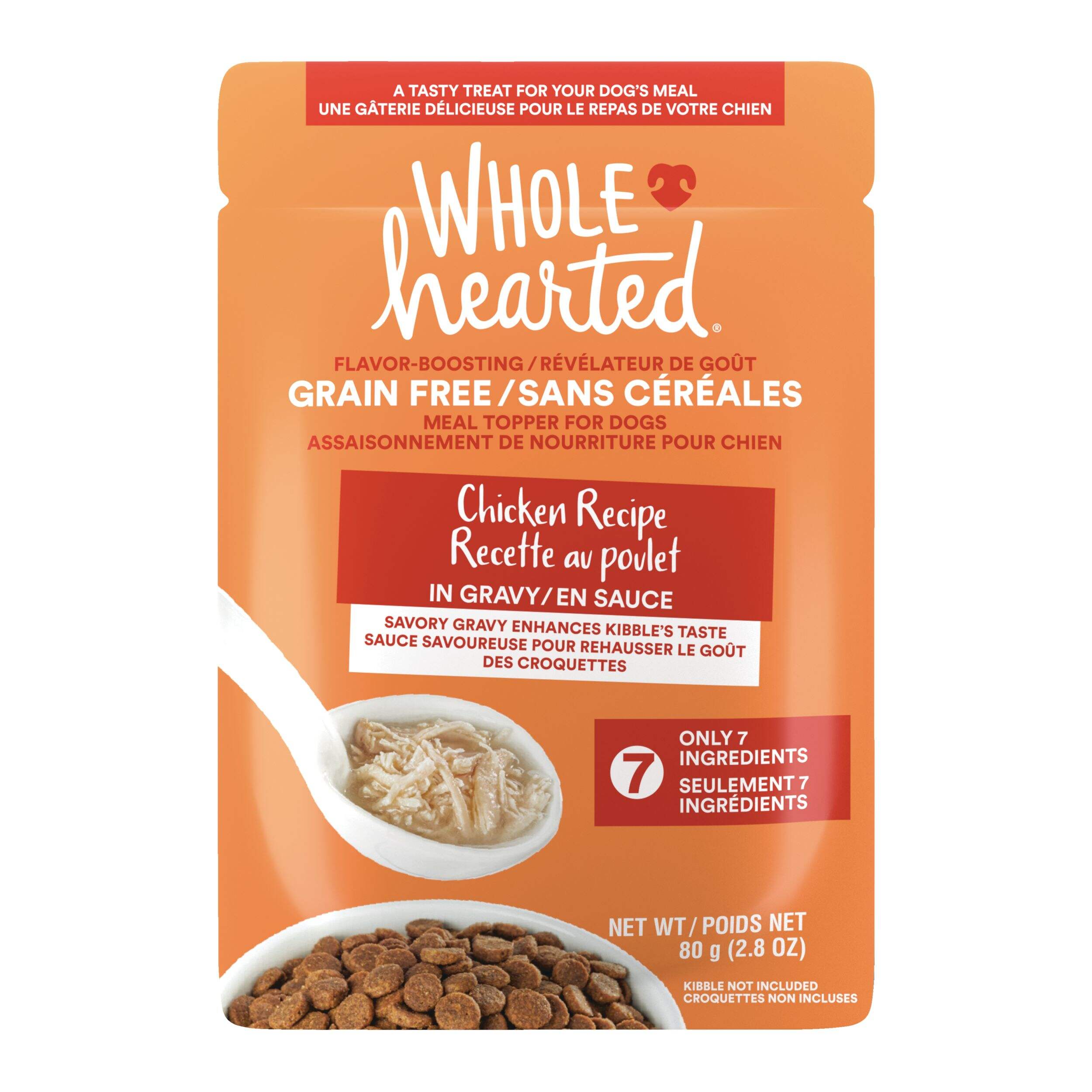 WholeHearted Chicken in Gravy Dog Meal Topper, 80-g Front_Flat