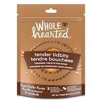 Gâteries de dressage pour chiens bouchées tendres sans grains au beurre d'arachide WholeHearted, 453 g Front_Flat