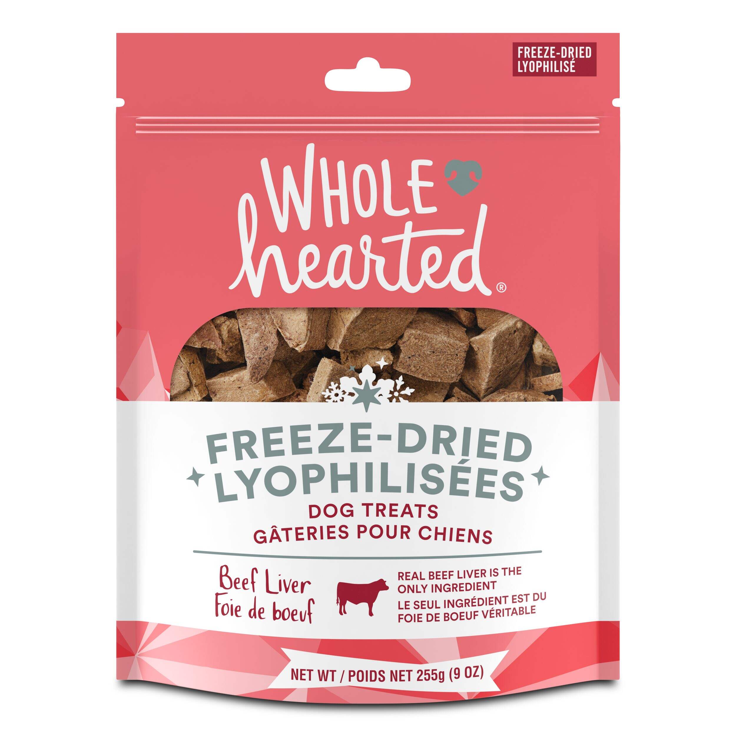Gâteries pour chiens WholeHearted lyophilisées, boeuf, 255 g Front_Flat