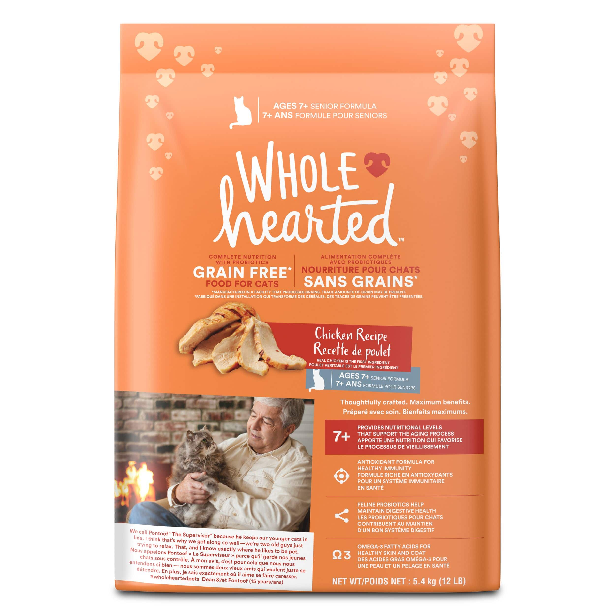 WholeHearted Grain Free Chicken Senior Dry Cat Food 5.44 kg