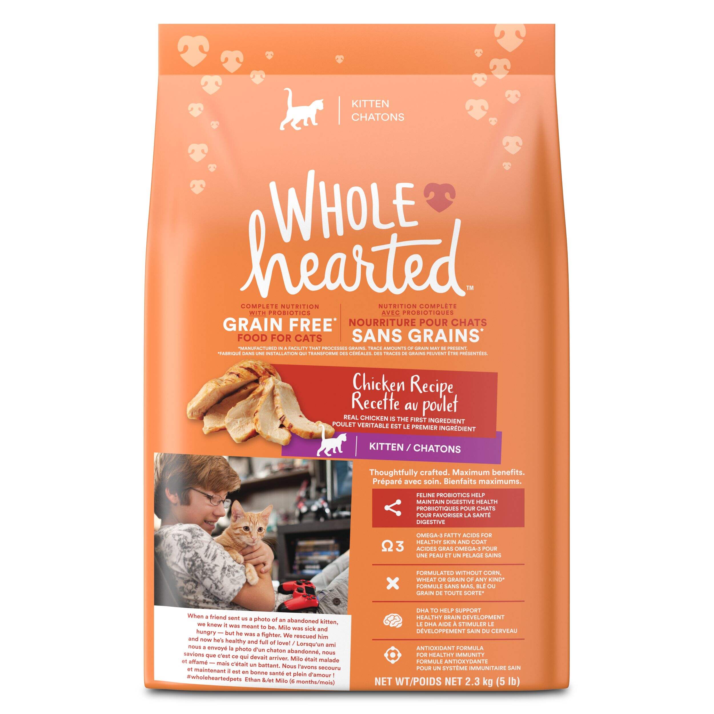 WholeHearted Grain-Free Chicken Recipe Dry Kitten Cat Food, 2.26-kg Front_Flat