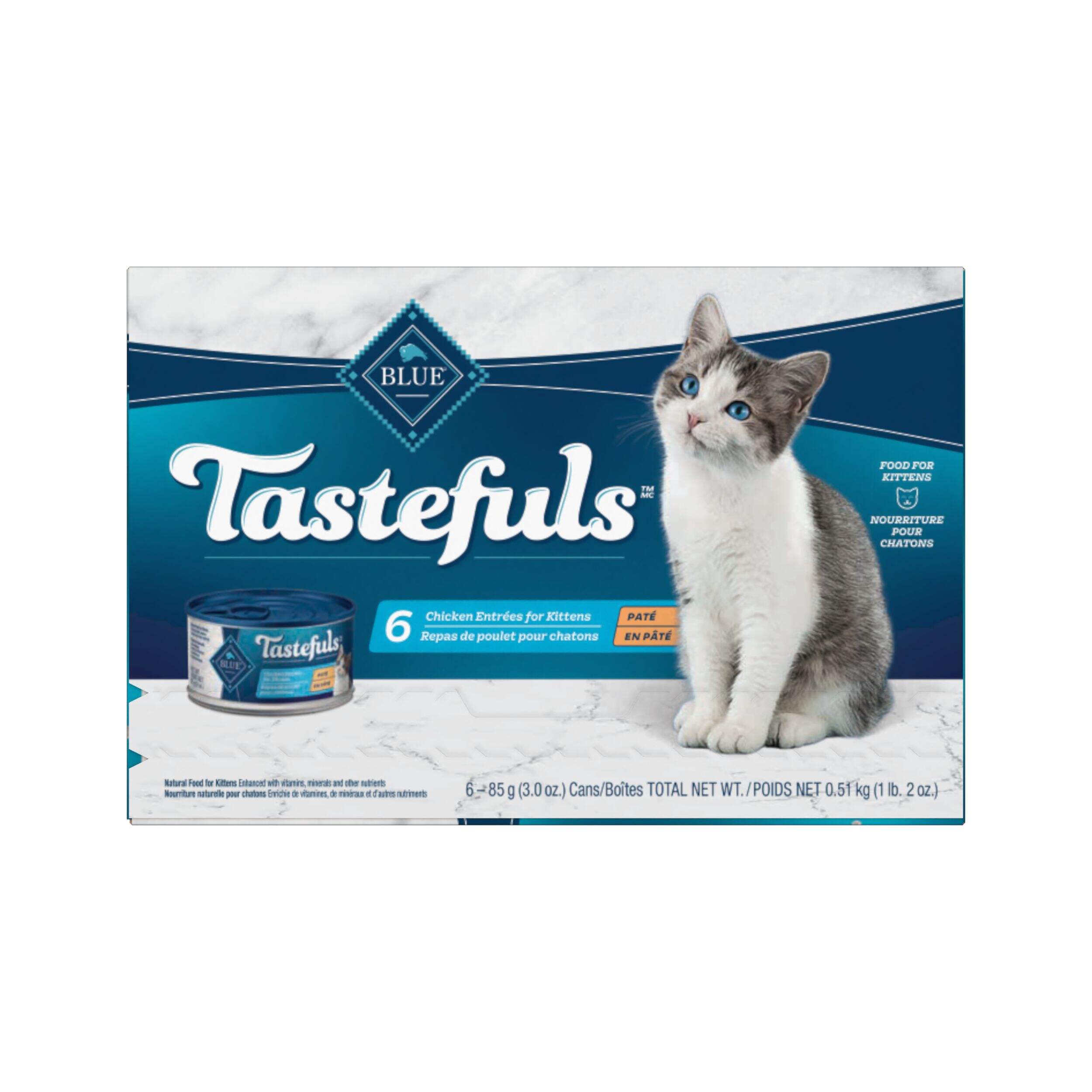 Blue Buffalo BLUE Tastefuls™ Chicken Paté Kitten Wet Cat Food, 3-oz, 6-pk Front_Flat