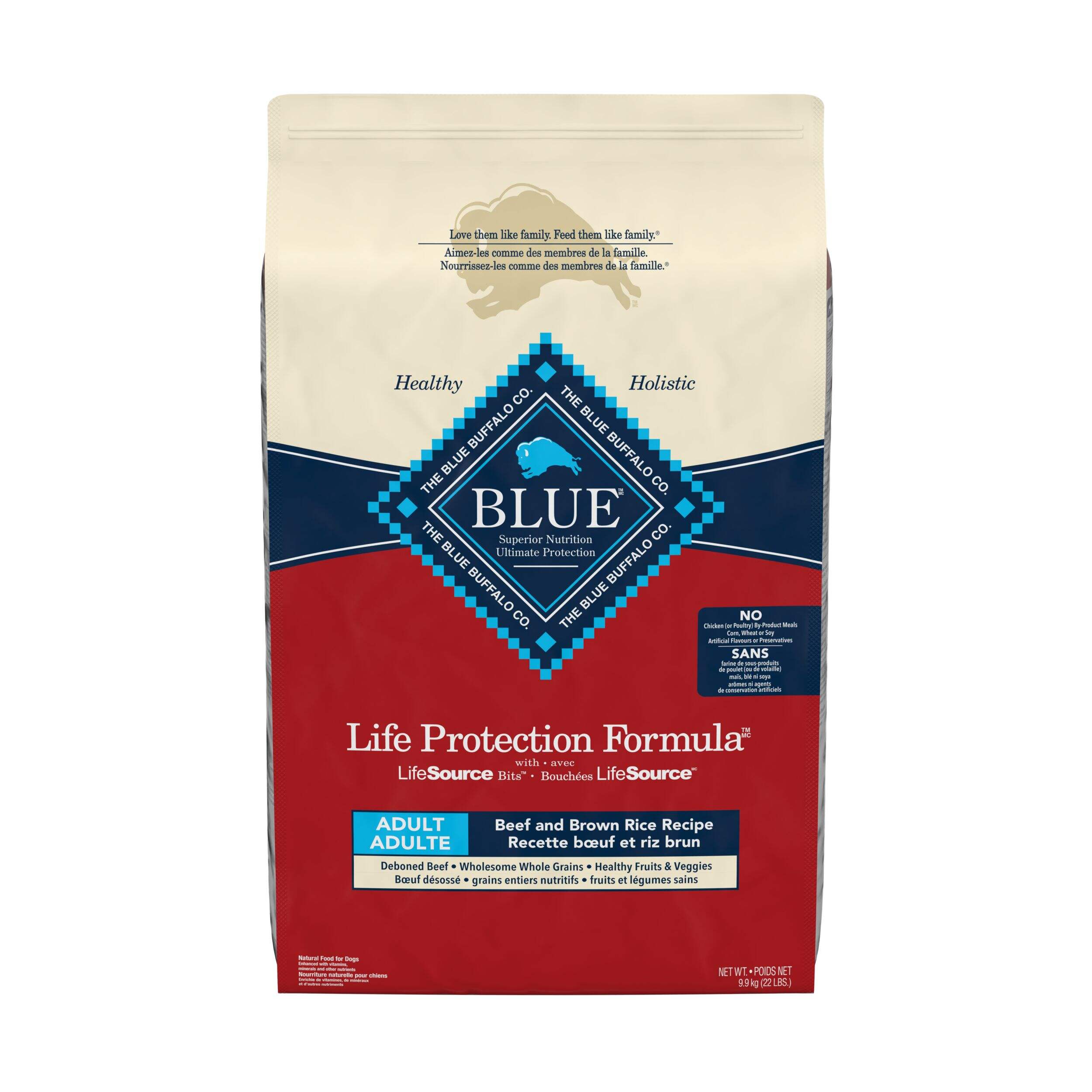 Nourriture sèche pour chiens adultes boeuf et riz brun Blue Buffalo BLUE Life Protection Formula, 22 lb Front_Flat