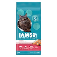 IAMS PROACTIVE HEALTH Adult Indoor Weight & Hairball Care Dry Cat Food with Salmon, 3.18-kg Front_Flat