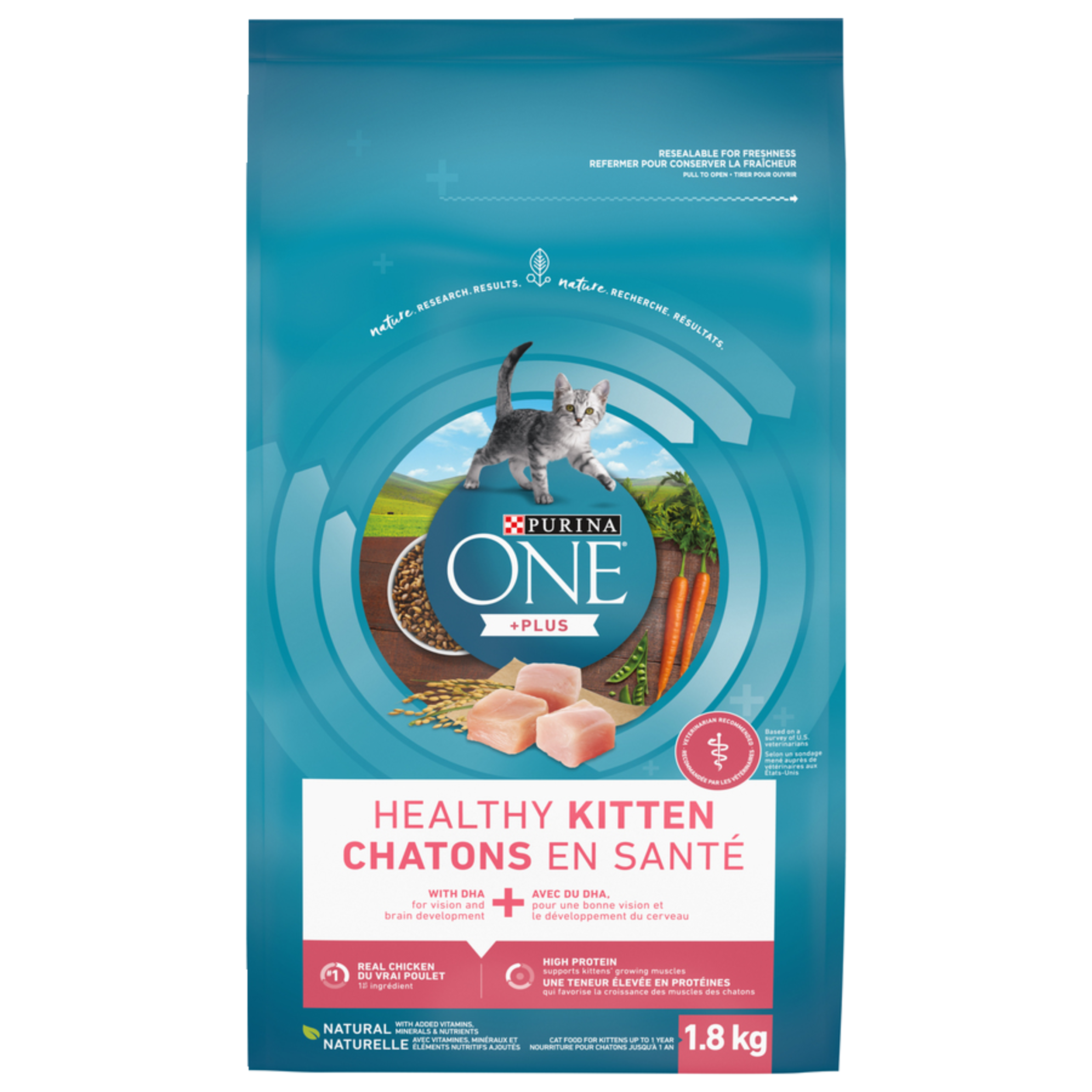 Purina ONE® Healthy Kitten Natural Dry Cat Food, 1.8-kg Front_Flat