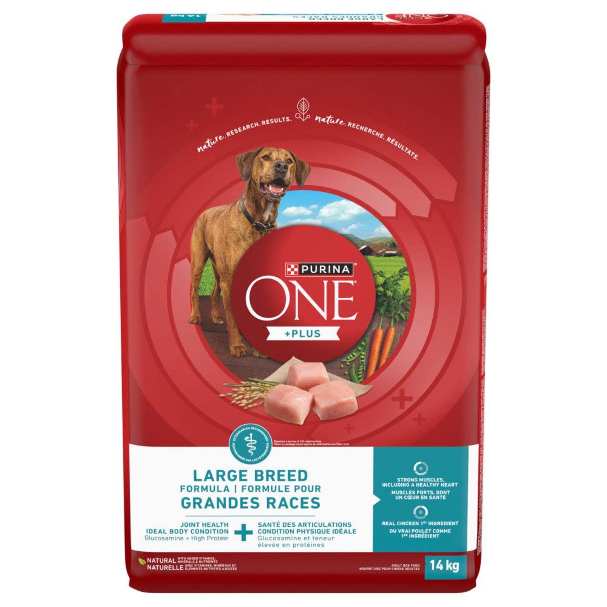 Nourriture sèche pour chiens adultes grandes races Purina ONE SmartBlend, 14 kg Front_Flat