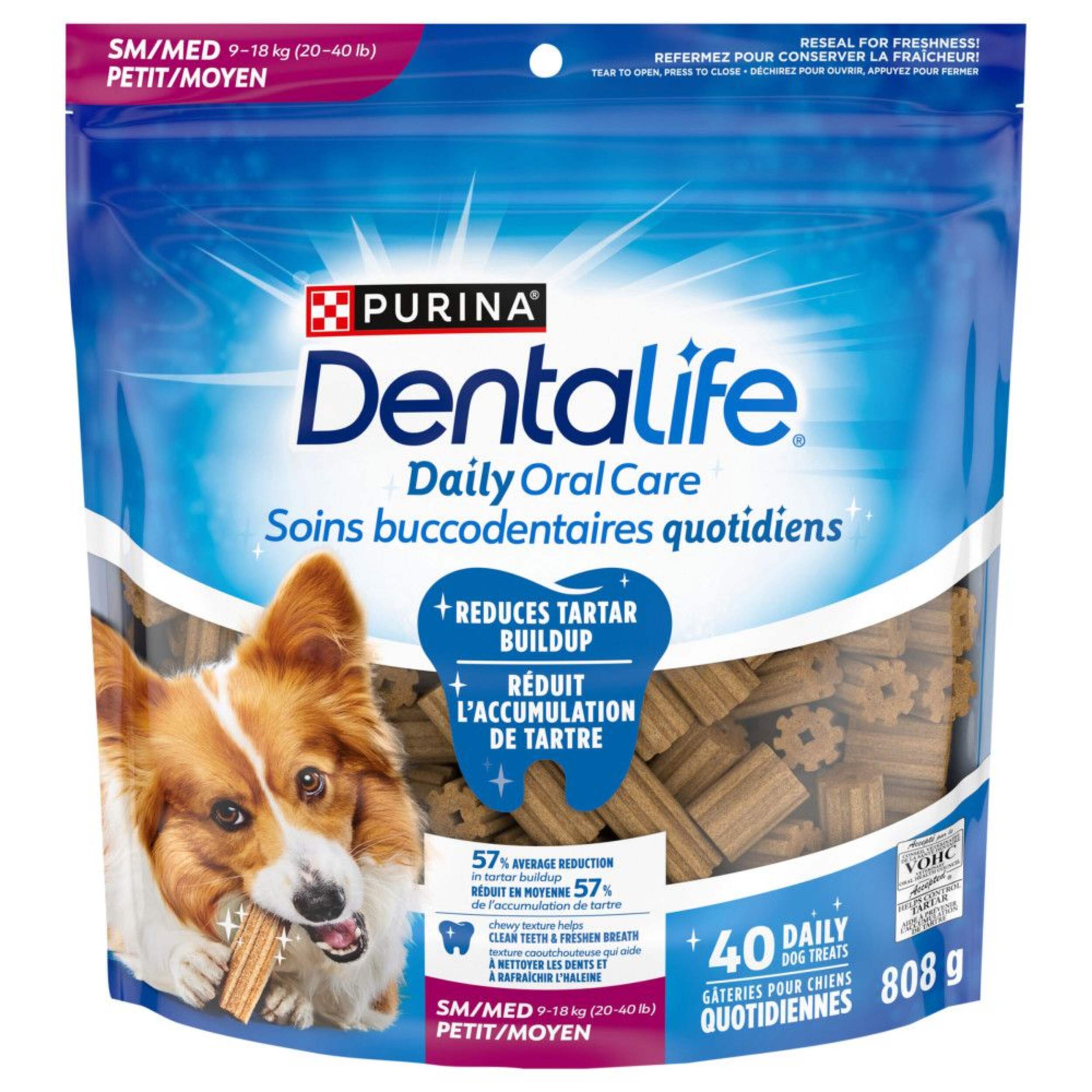 Gâteries de soins buccodentaires quotidiens pour chiens Dentalife, petit/moyen, 808 g Front_Flat