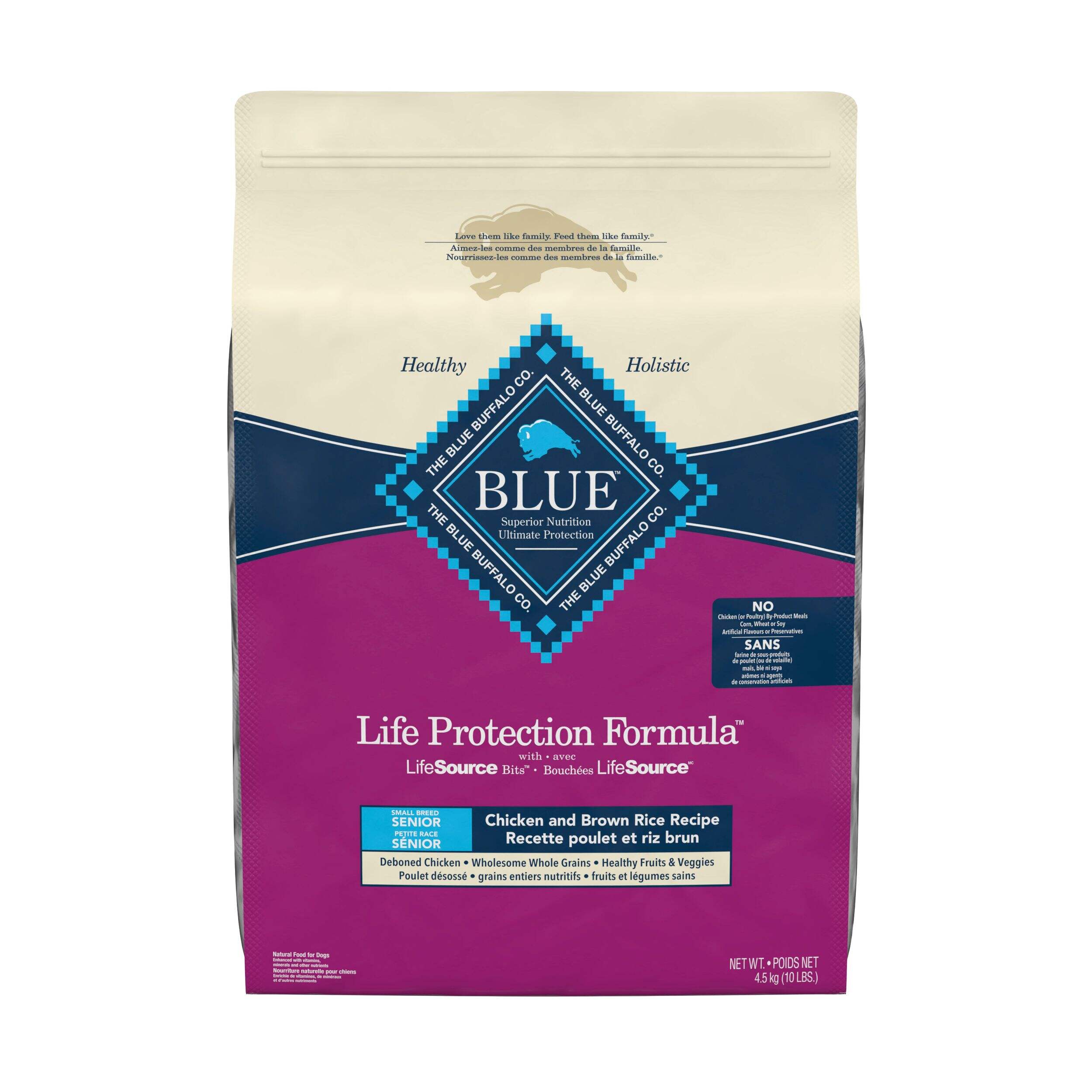 Blue Buffalo BLUE Small Breed Chicken & Brown Rice Adult Dry Dog Food, 4.5-kg Front_Flat