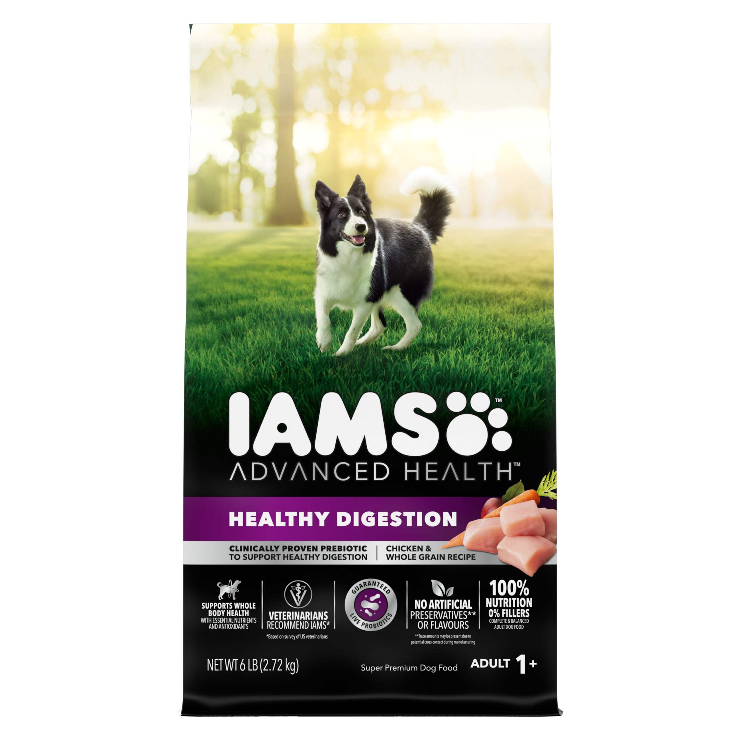 IAMS Advanced Health Healthy Digestion Super Premium Adult Dry Dog Food, Chicken & Whole Grain Recipe, 2.72-kg Front_Flat