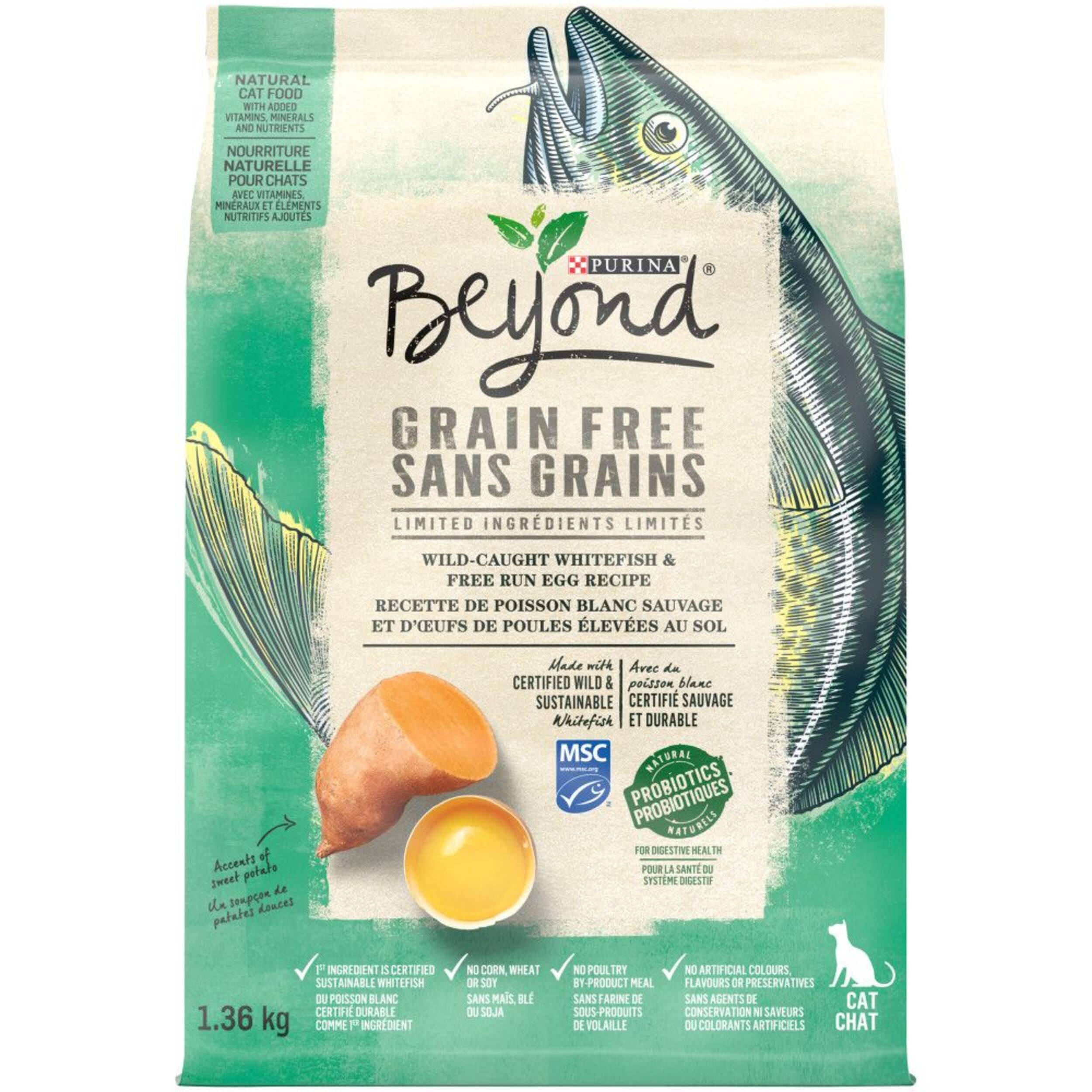 Beyond Grain Free Ocean & Whitefish Dry Cat Food, 1.36-kg Front_Flat