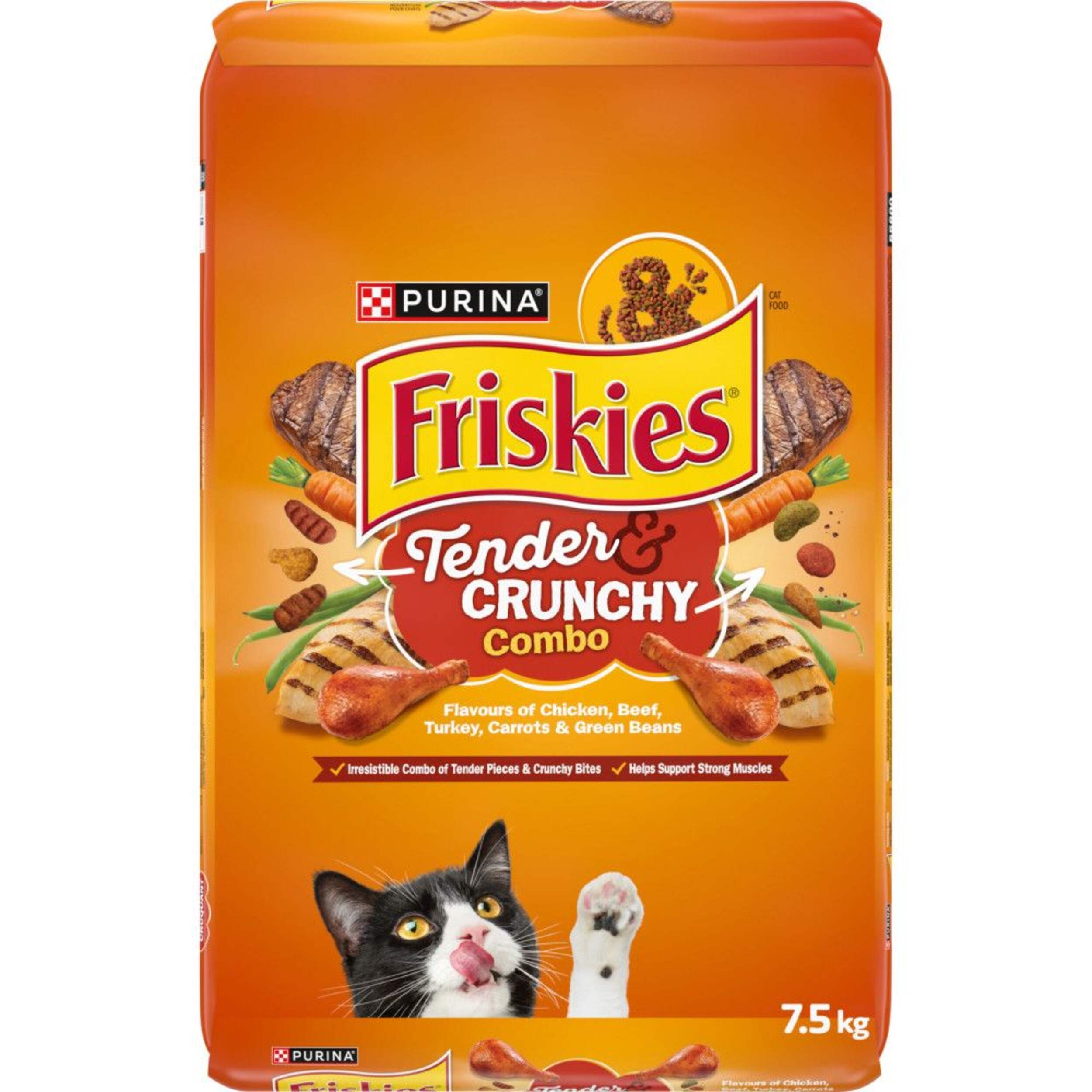 Friskies Grillers Tender Crunchy Chicken Beef & Turkey Dry Cat Food, 7.5-kg Front_Flat
