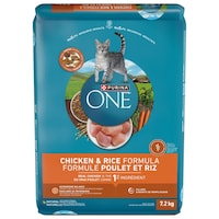 Purina ONE SmartBlend Chicken & Rice Formula Dry  Cat Food, 7.2-kg Front_Flat