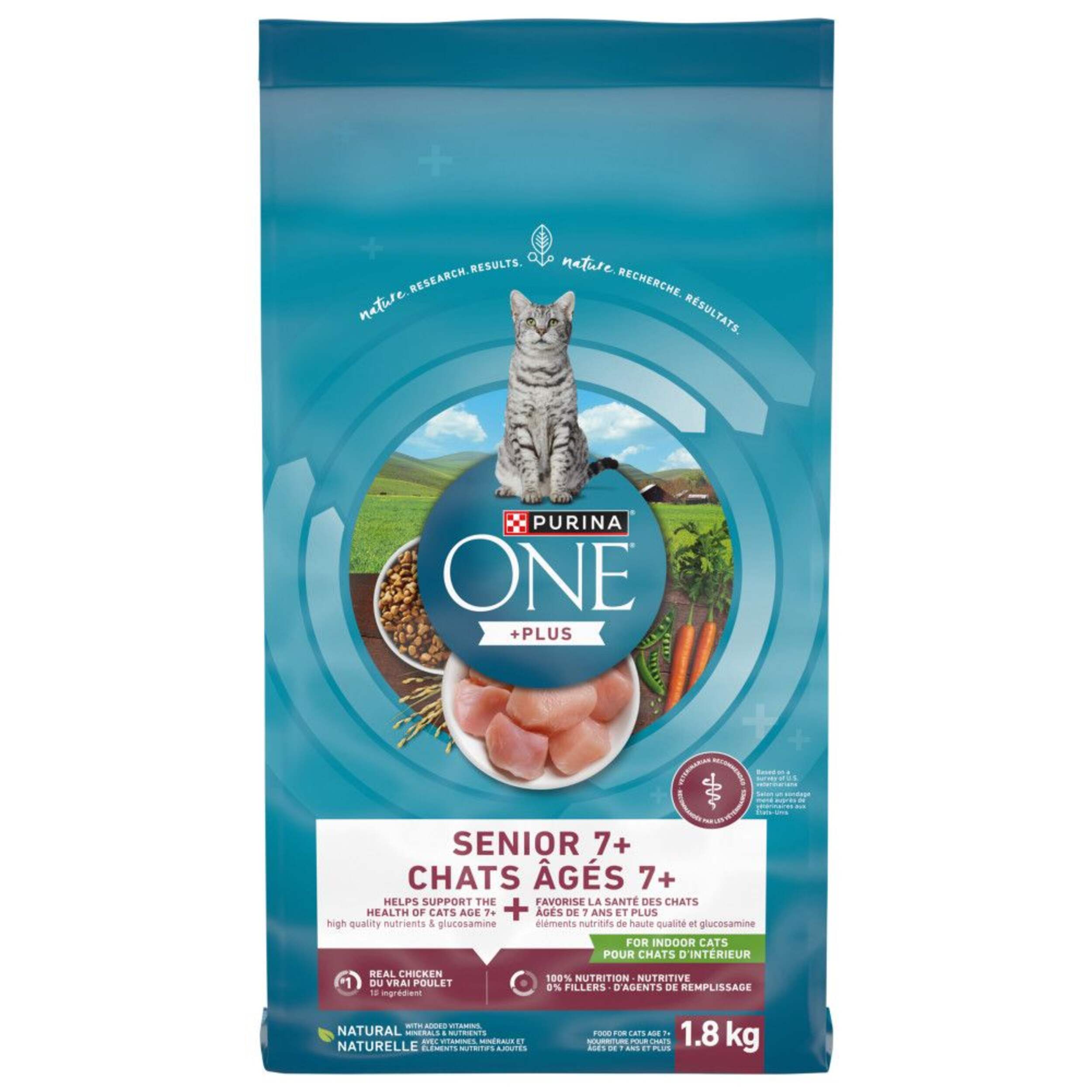 Nourriture sèche pour chats Purina ONE Smartblend Chats âgés 7+, 1,8 kg Front_Flat