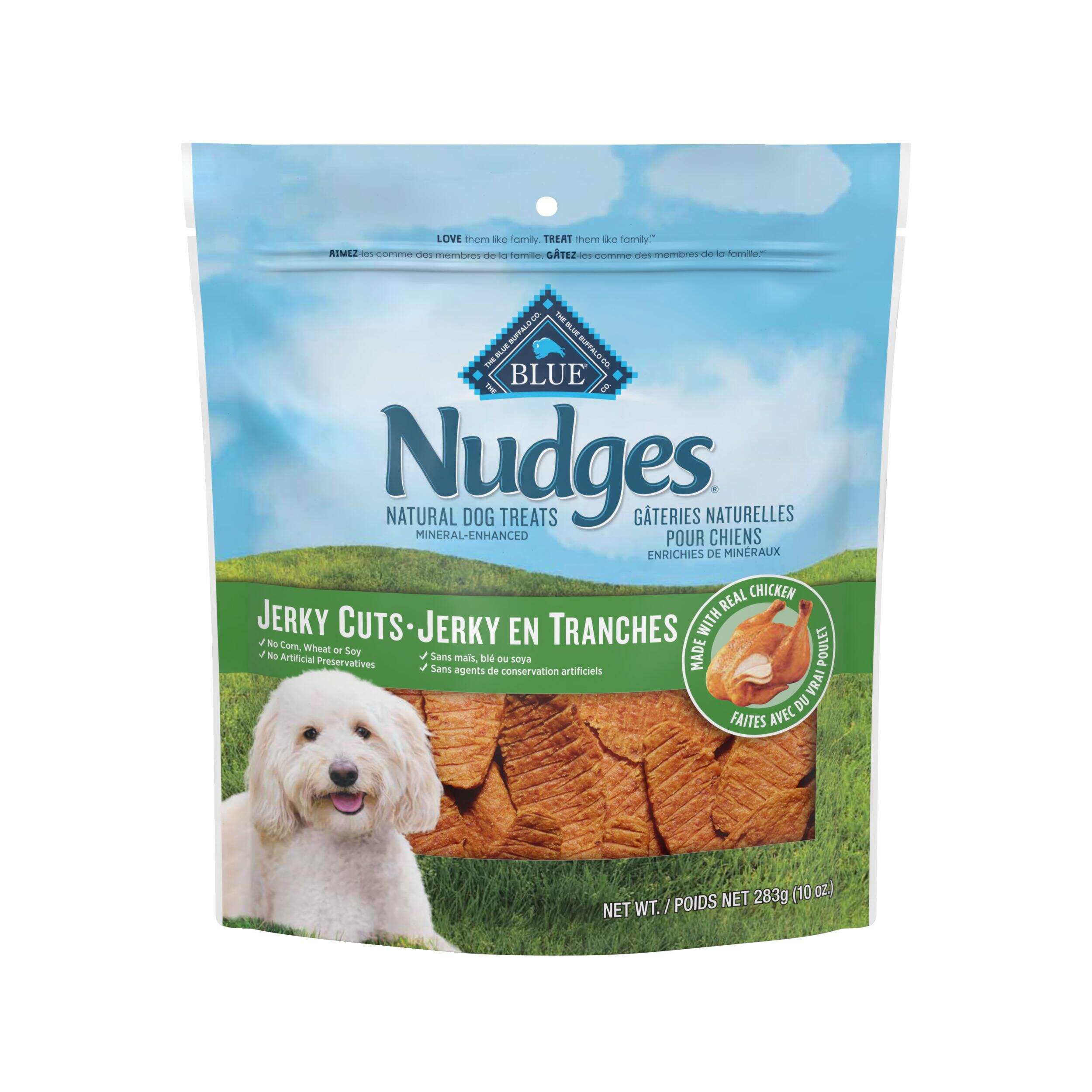 Blue Buffalo Nudges Chicken Jerky Cuts, Natural Dog Treat, 283-g Front_Flat