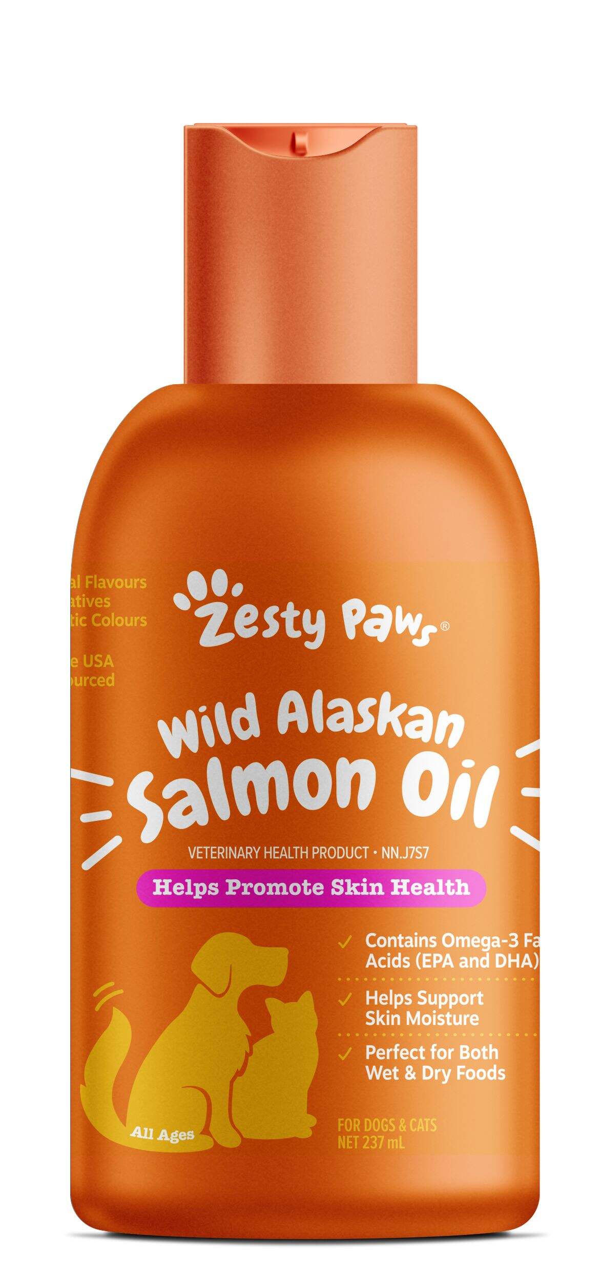 Zesty Paws Premium Wild Caught Alaskan Salmon Fish Oil for Dogs & Cats, 236-mL Front_Flat