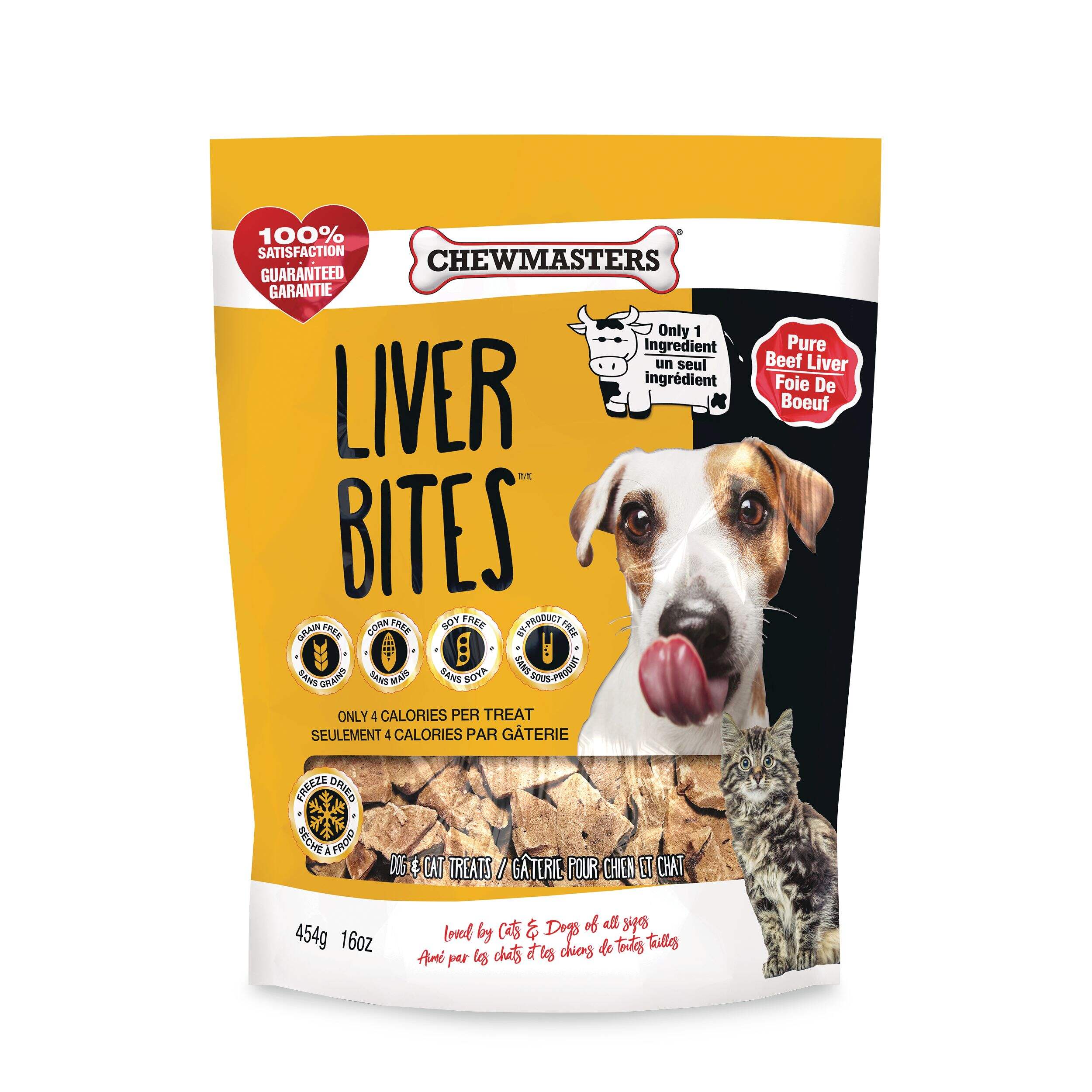 Gâteries sèches pour chats et chiens bouchées de foie de boeuf Chewmaster, 454 g Front_Flat
