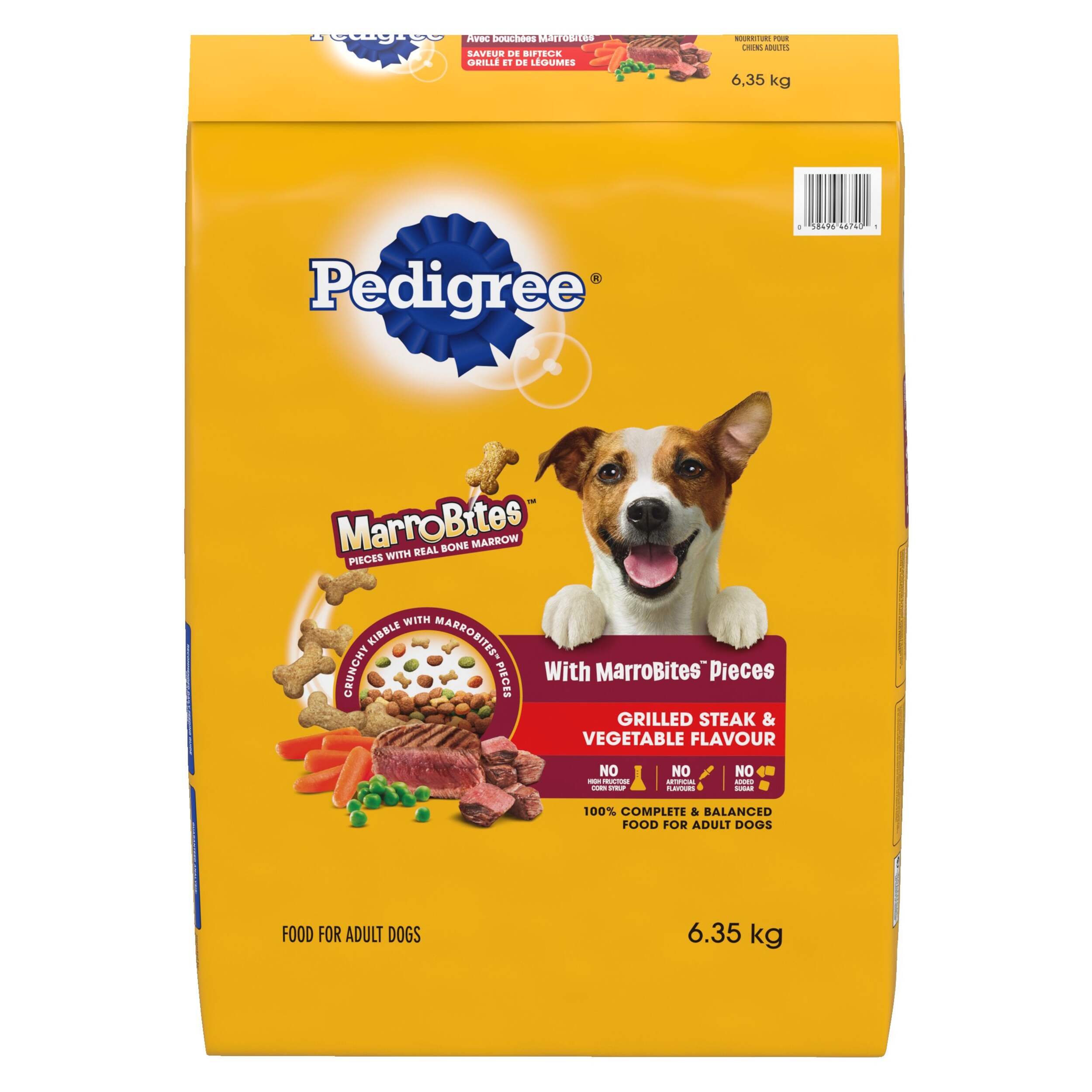 Pedigree with MarroBites™ Pieces Grilled Steak and Vegetable Adult Dry Dog Food, 6.35-kg Front_Flat