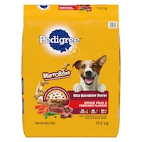 Pedigree MarroBites Pieces Adult Dry Dog Food, Grilled Steak & Vegetables Flavour, 13.6-kg Front_Flat