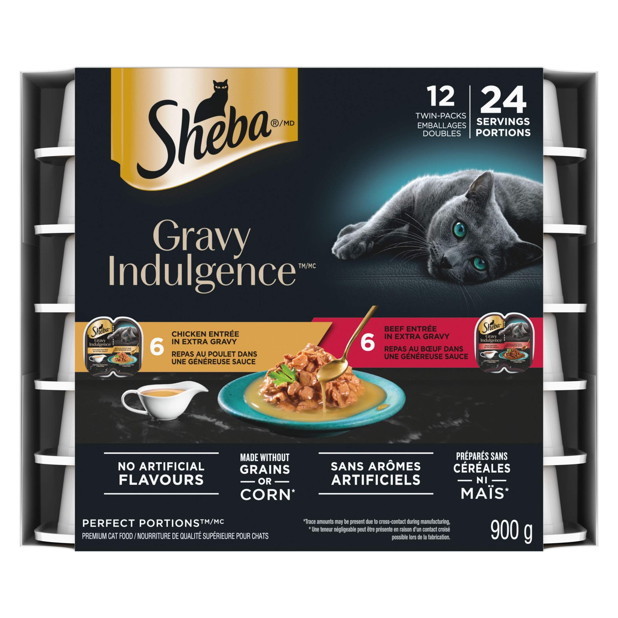 Sheba Perfect Portions Gravy Indulgence Cat Food, Chicken & Beef Flavours, 12-pk Front_Flat