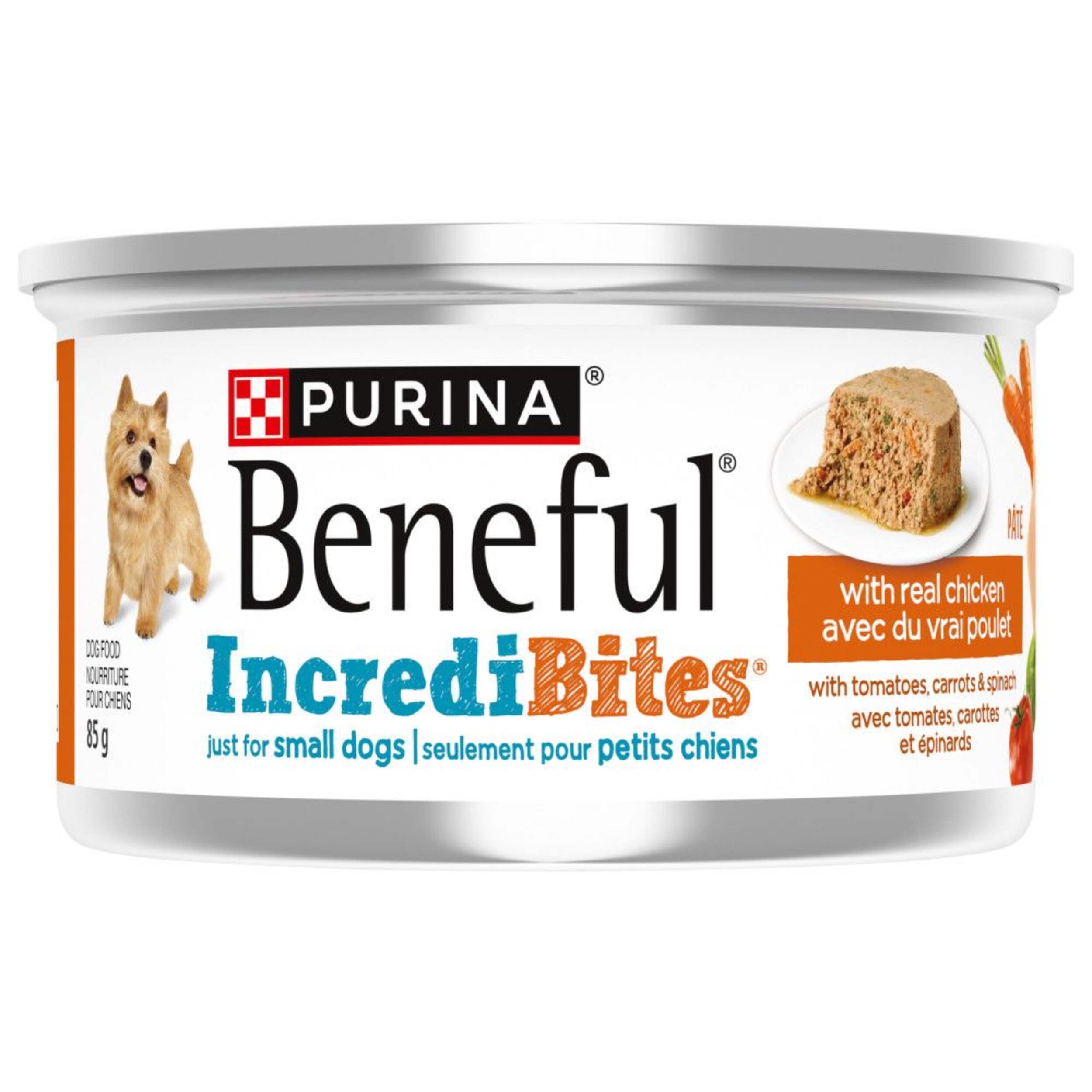 Purina Beneful IncrediBites Pate Wet Dog Food, Chicken & Veggies, 85-g Front_Flat