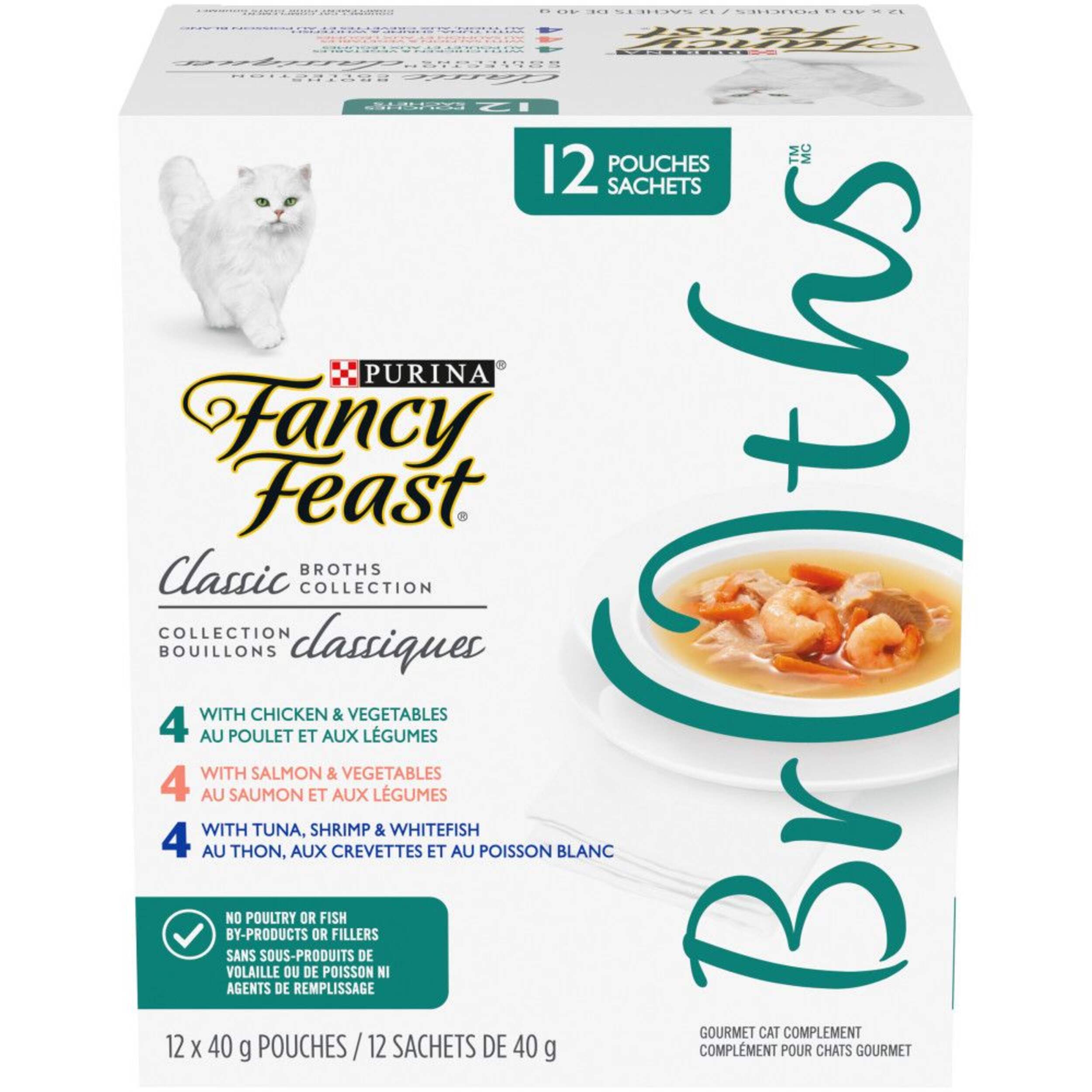 Fancy Feast Classic Broths Collection Gourmet Wet Cat Food Complement Variety Pack, 40-g, 12-pk Front_Elevated