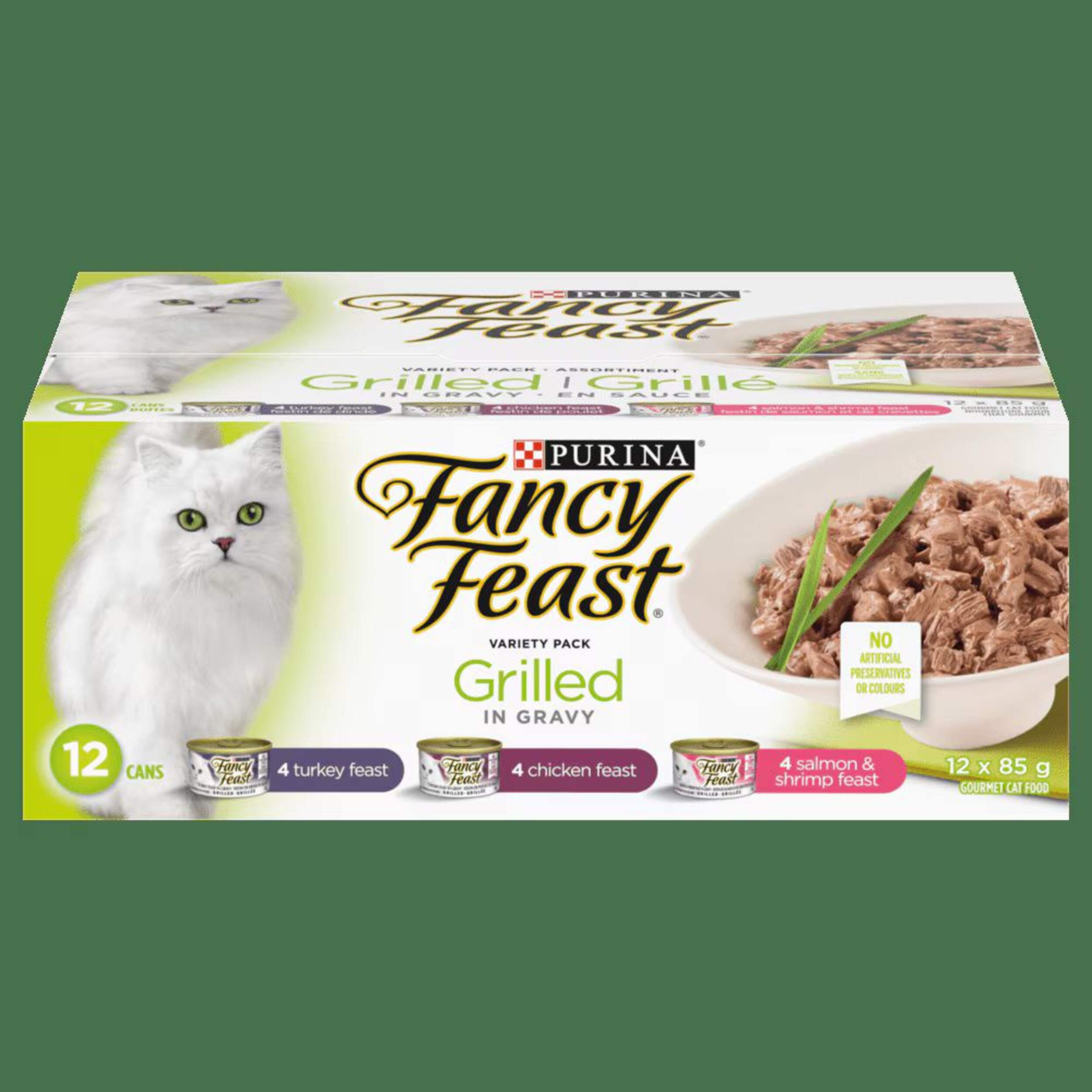 Fancy Feast Grilled In-Gravy Wet Cat Food Variety Pack, 3 Gourmet Recipes, 85-g, 12-pk Front_Elevated