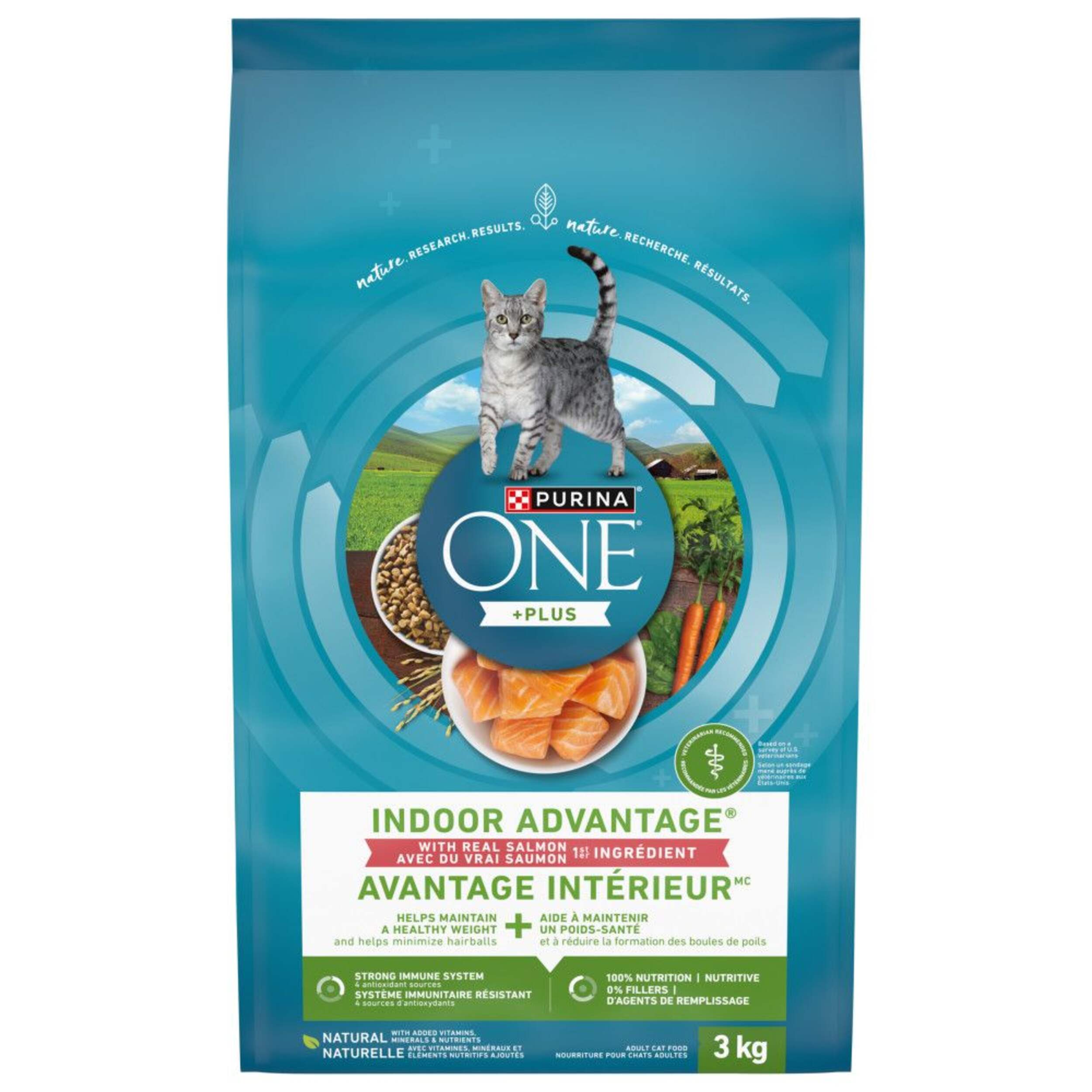 Purina ONE® Indoor Advantage Salmon Premium Adult Dry Cat Food, 3-kg Front_Flat