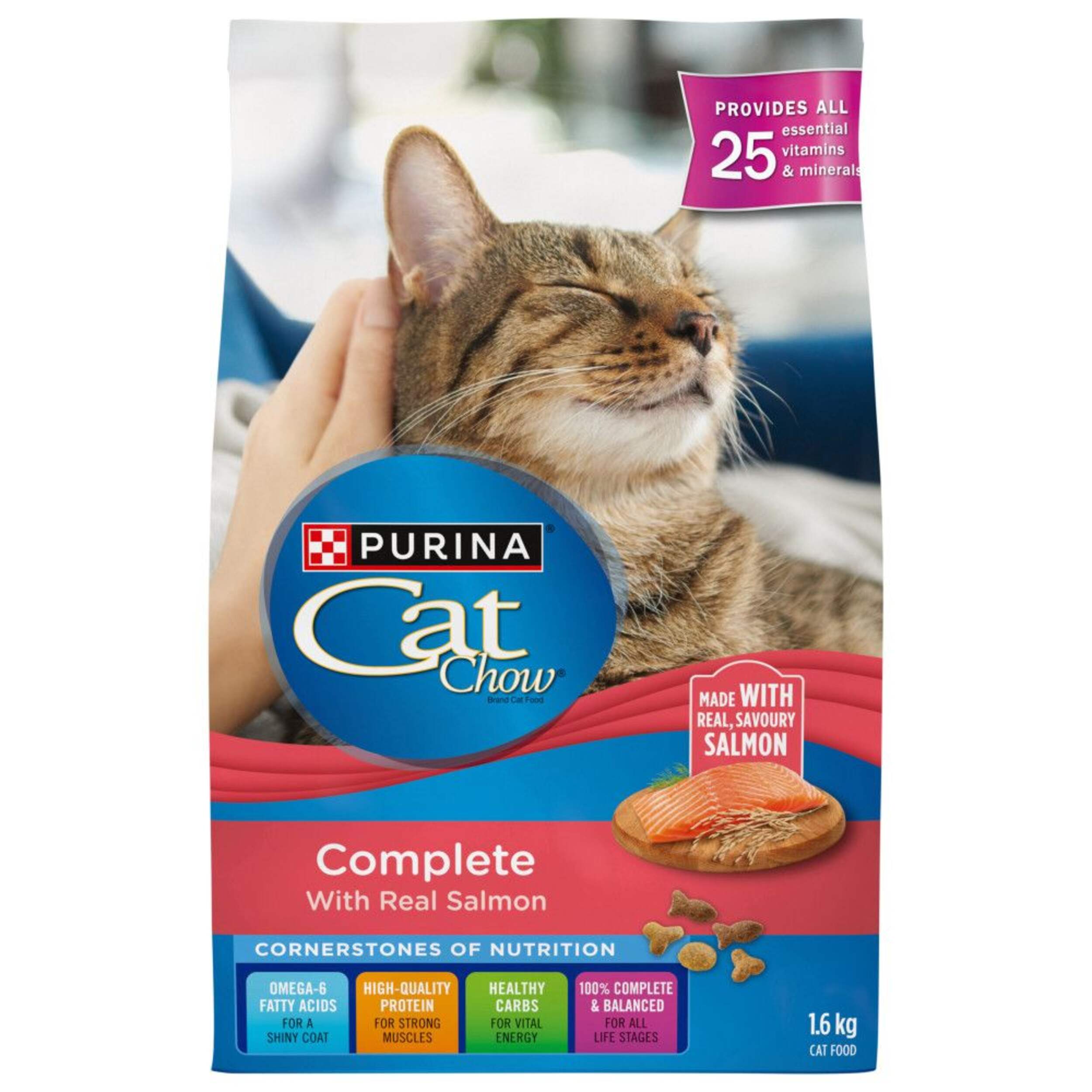 Nourriture sèche complète pour chats Cat Chow, saumon, 1,6 kg Front_Flat
