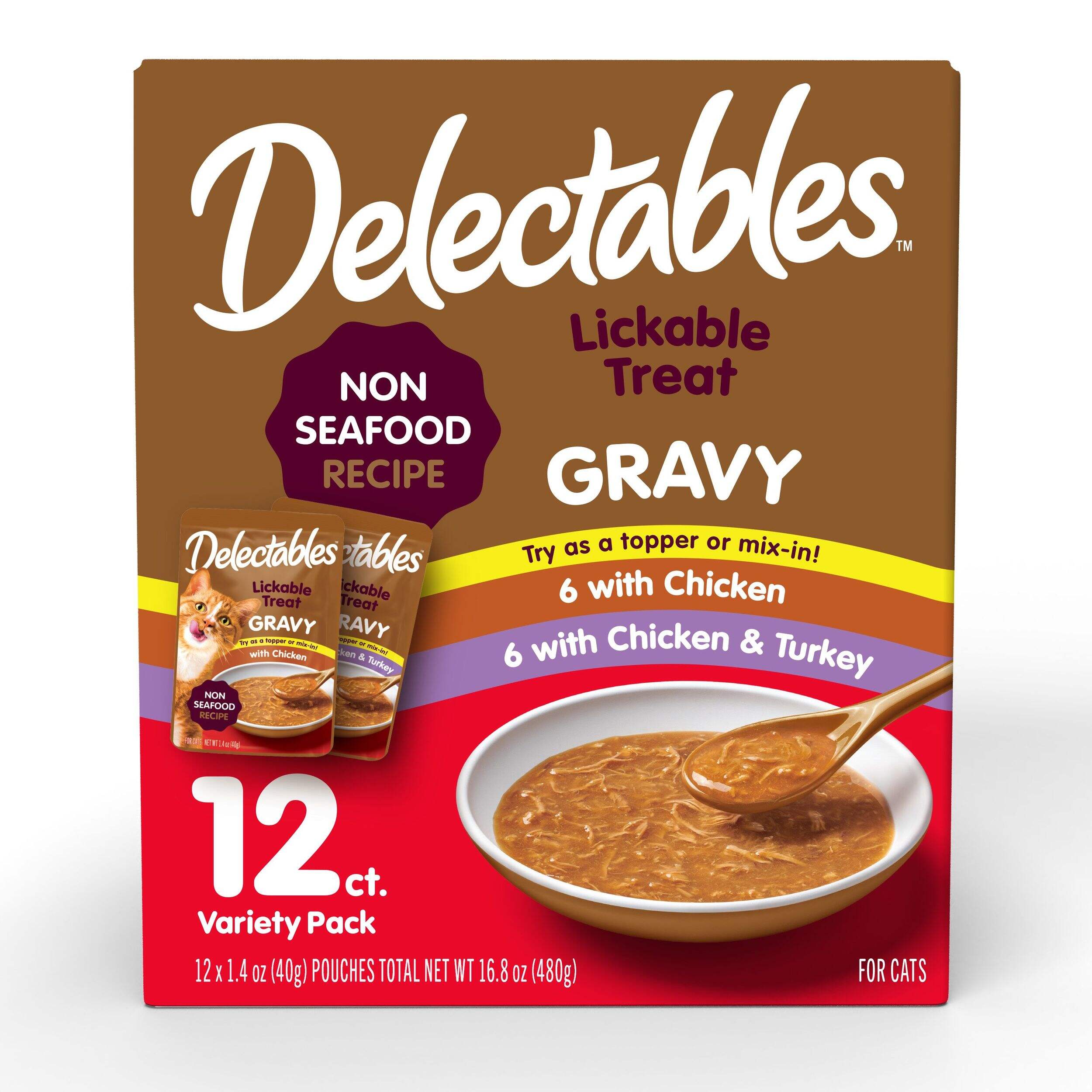 Hartz Delectables Lickable Cat Treat Gravy Pouch Variety Pack, Non ...