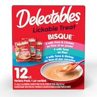 Hartz Delectable Bisque Pouches Lickable Wet Cat Treats Variety Pack, 12-pk Front_Flat