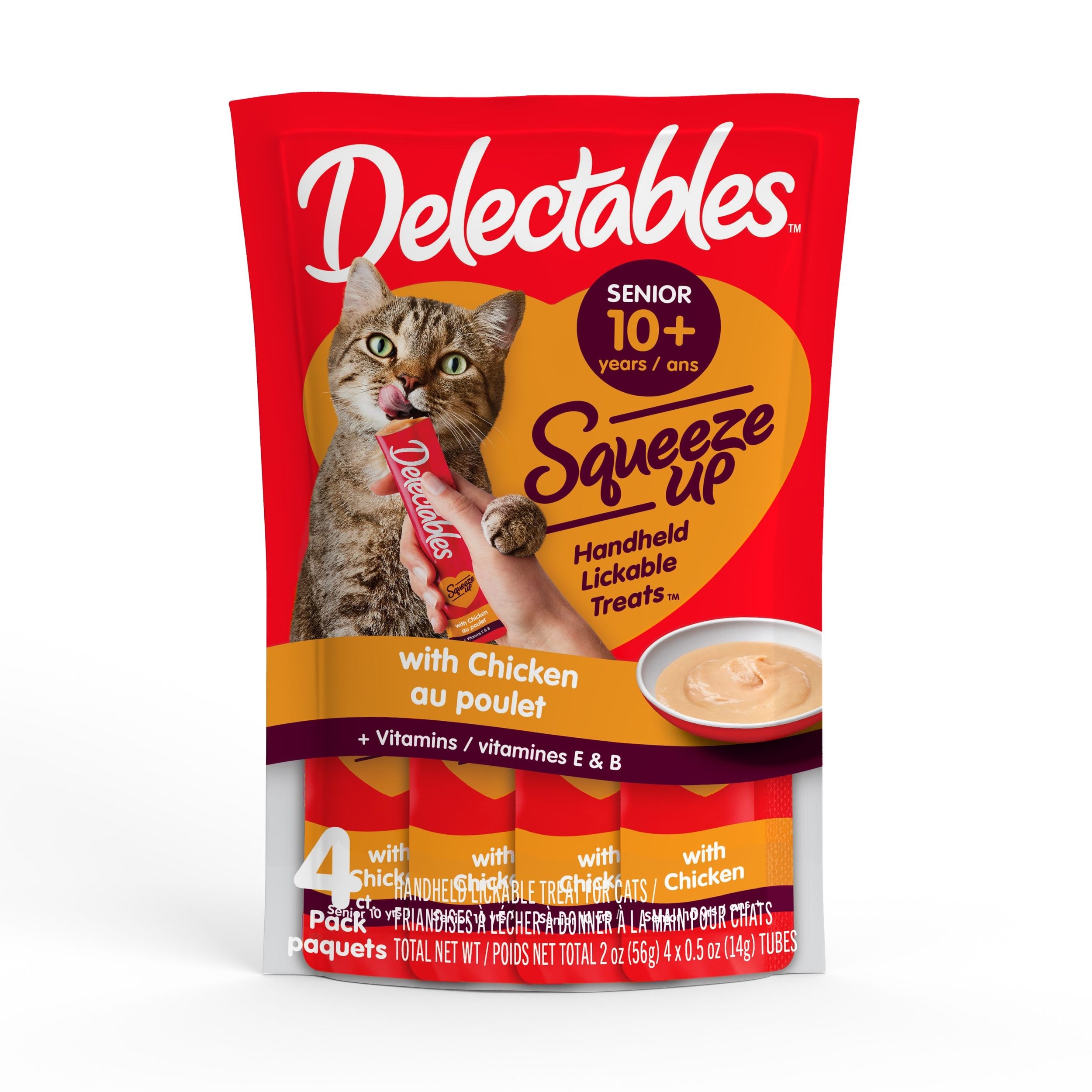 Hartz Delectables Squeeze Up Handheld Lickable Treats for Senior Cats