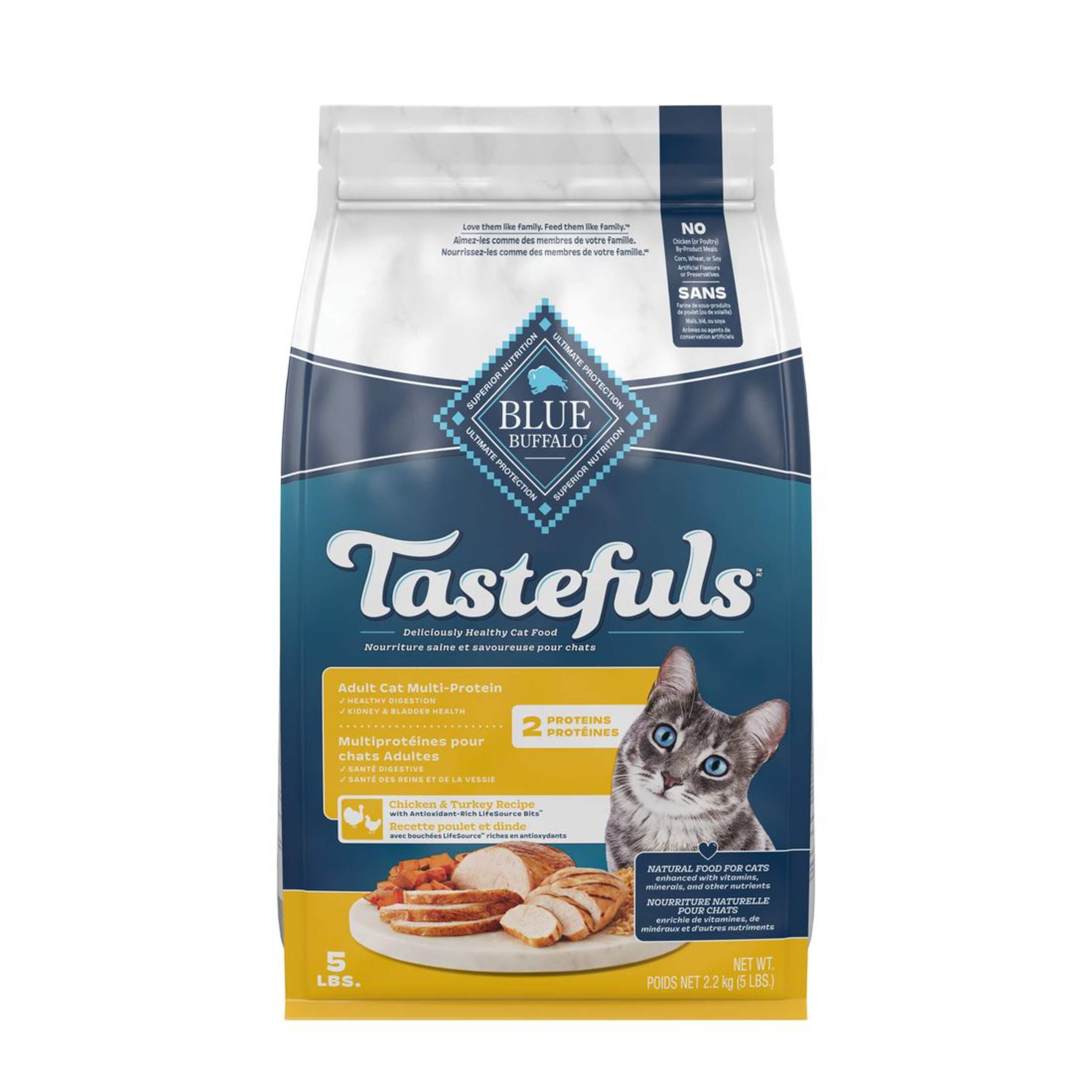 Blue Buffalo Tastefuls Chicken and Turkey Dry Adult Cat Food, 2.2-kg Front_Flat
