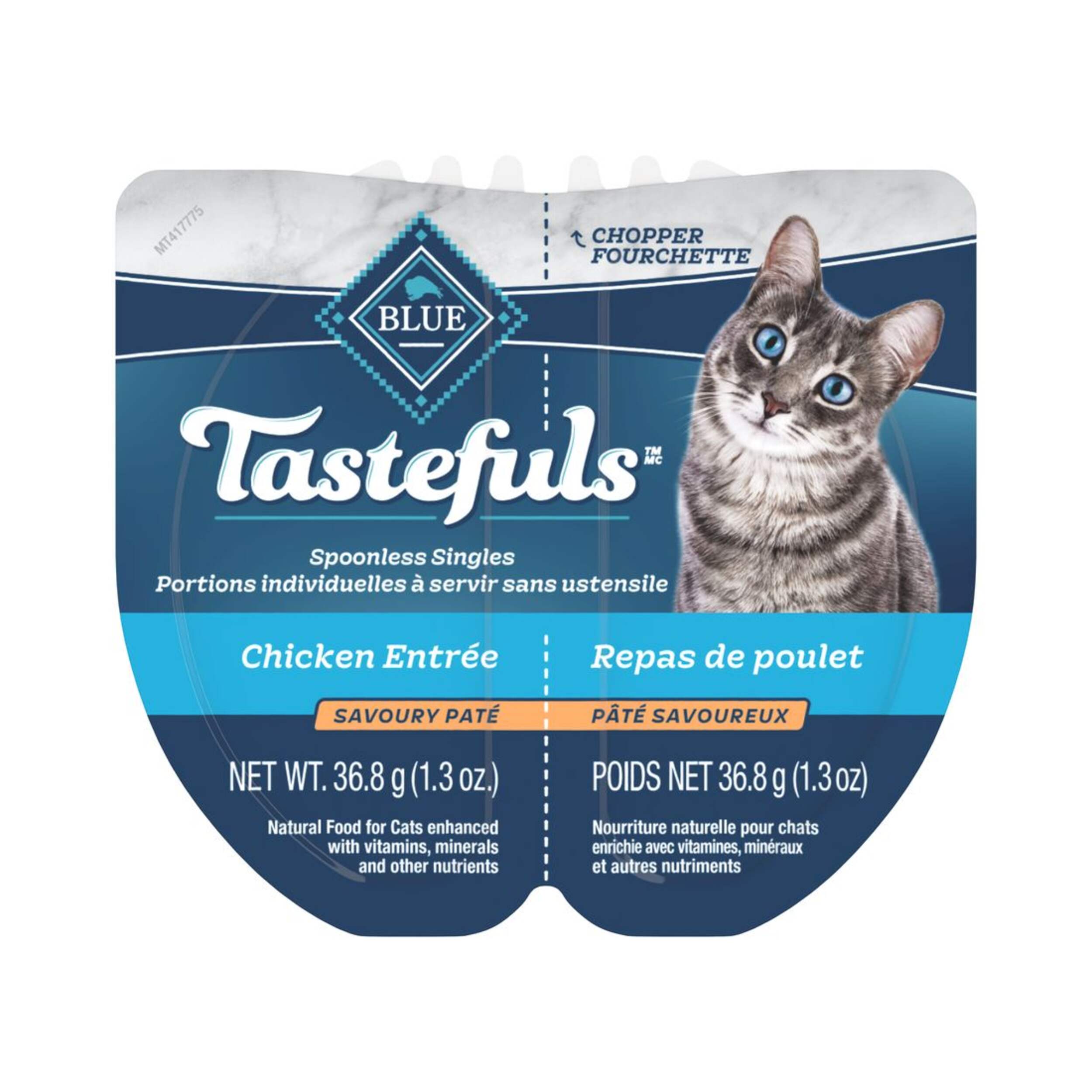 Repas de poulet en pâté Blue Buffalo pour chats adultes, portions individuelles à servir sans ustensile, 73,6 g Front_Flat