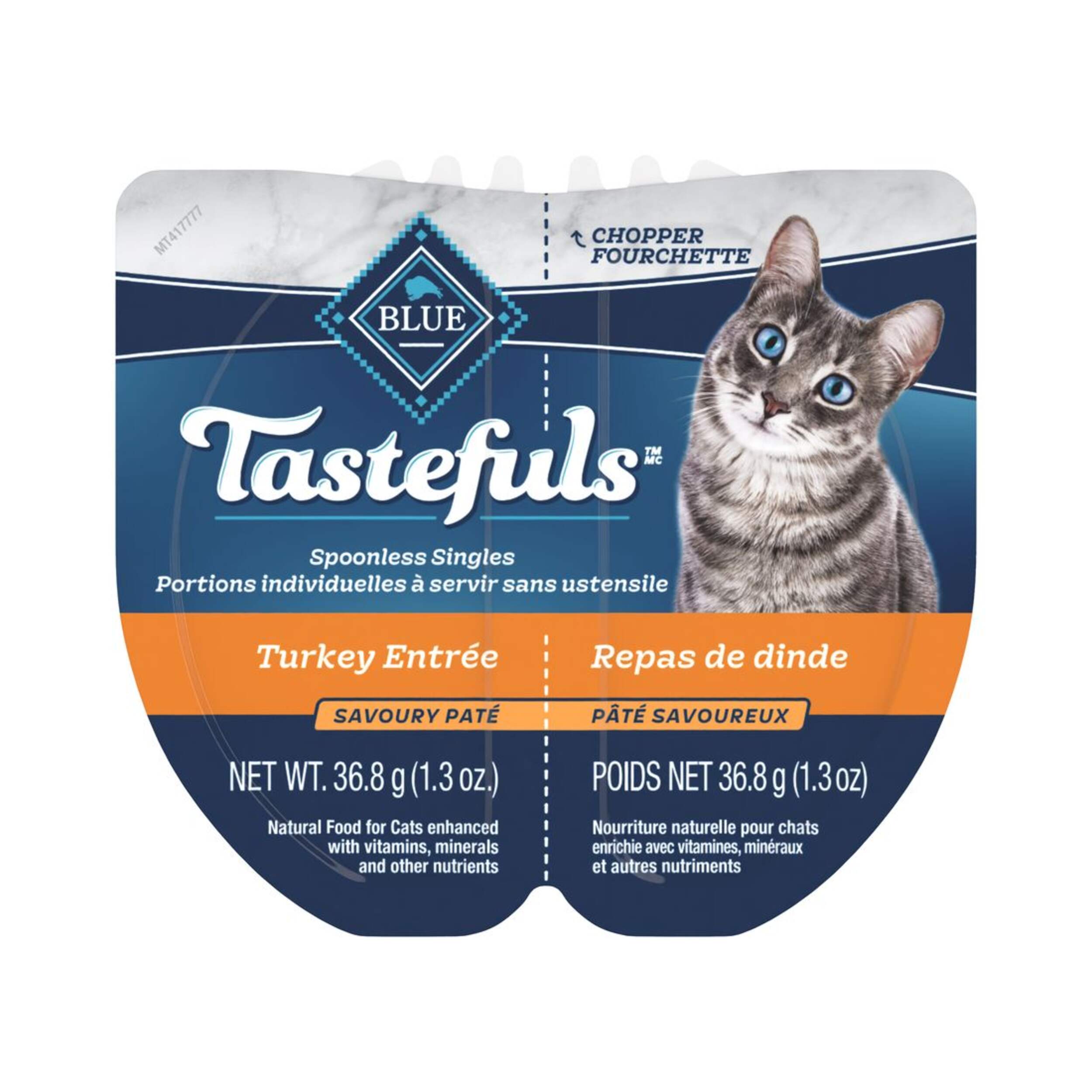 Blue Buffalo Spoonless Singles Turkey Entree Pate Adult Cat Food, 73.6-g Front_Flat