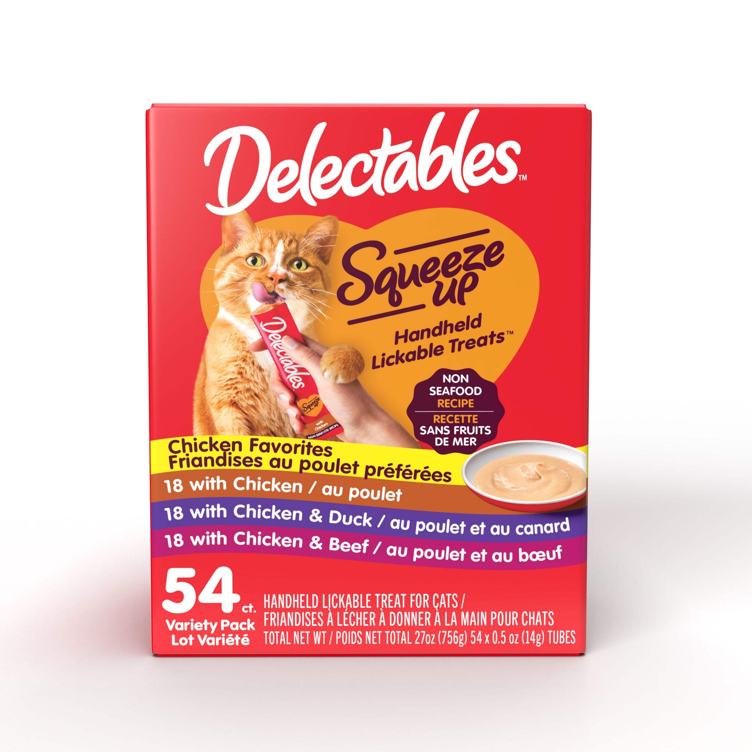 Hartz Delectables Non-Seafood Squeeze Ups Variety Pack Wet Cat Treat, 54-pk Front_Flat