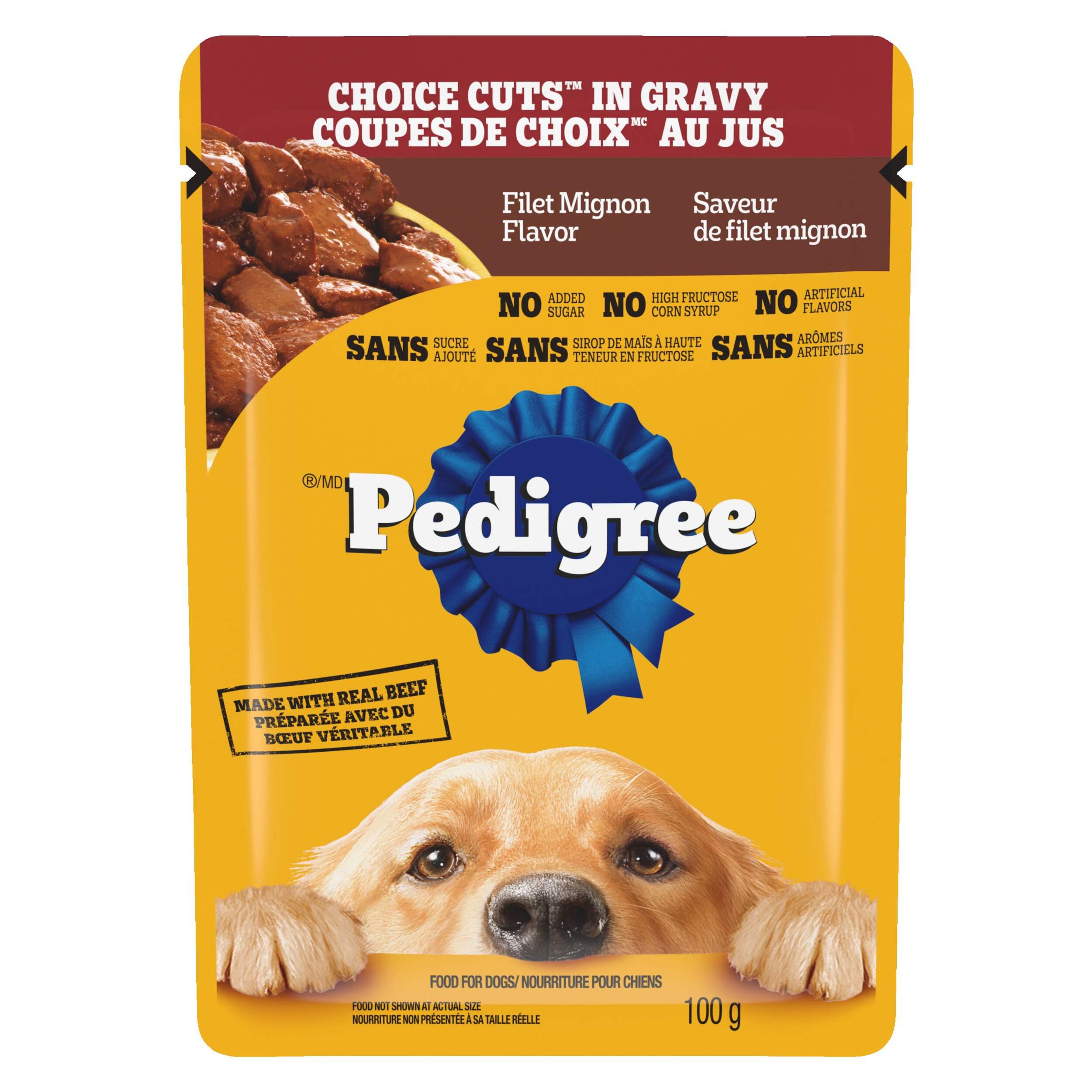 Pedigree Single Filet Mignon Wet Dog Food Topper, 100-g Front_Flat