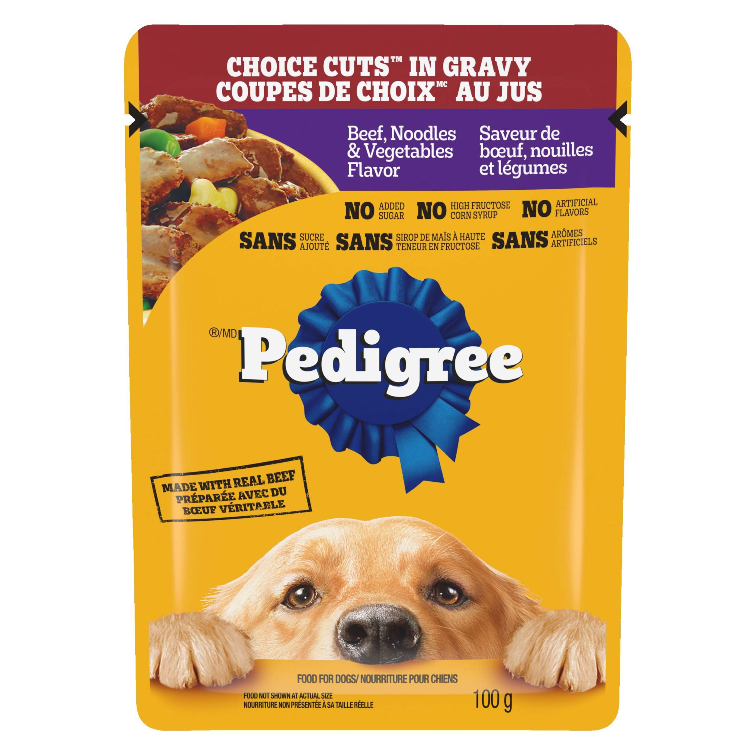 Pedigree Single Beef and Vegetable Wet Dog Food Topper, 100-g Front_Flat
