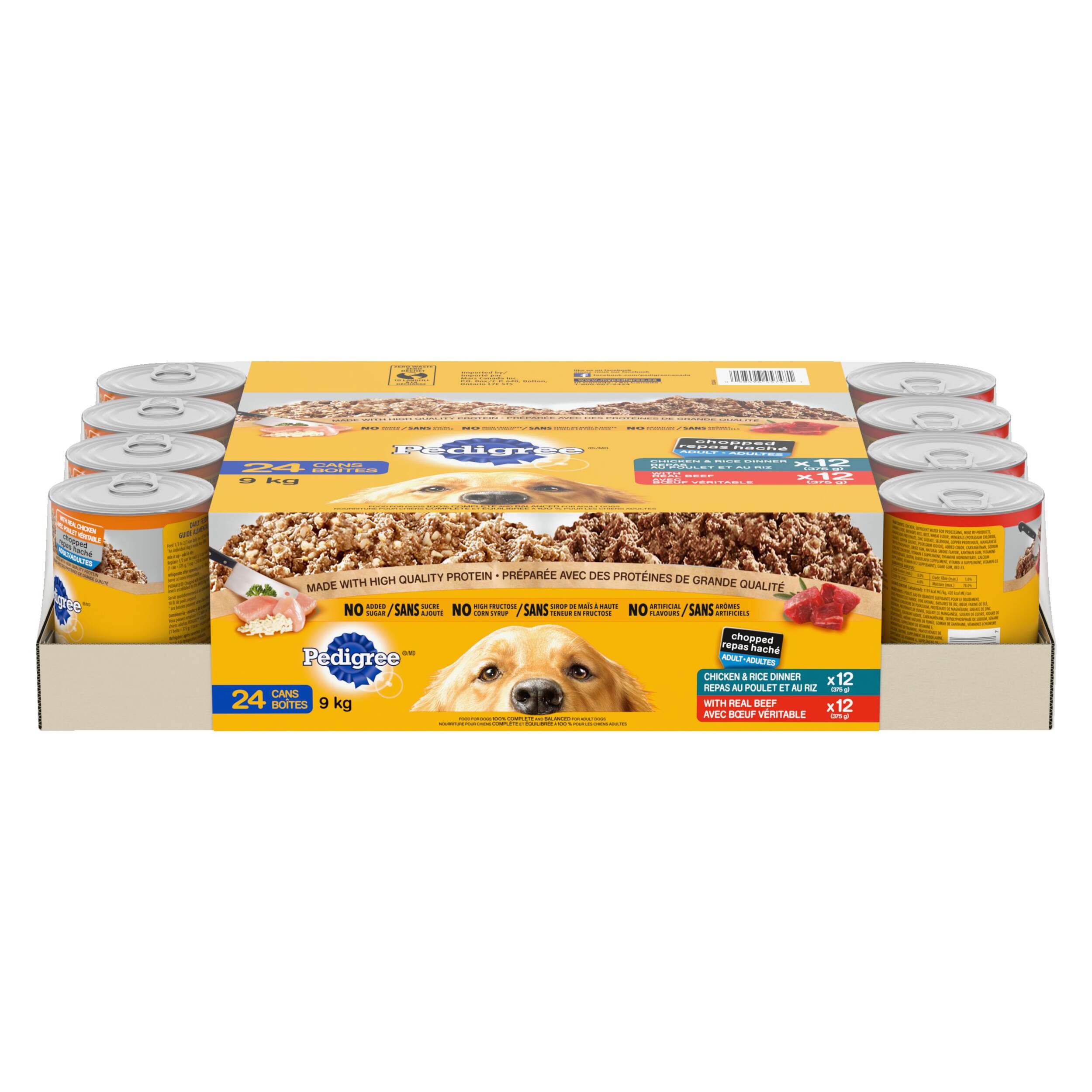 Pedigree Chicken and Beef Wet Dog Food, 24-pk x 375-g Front_Elevated