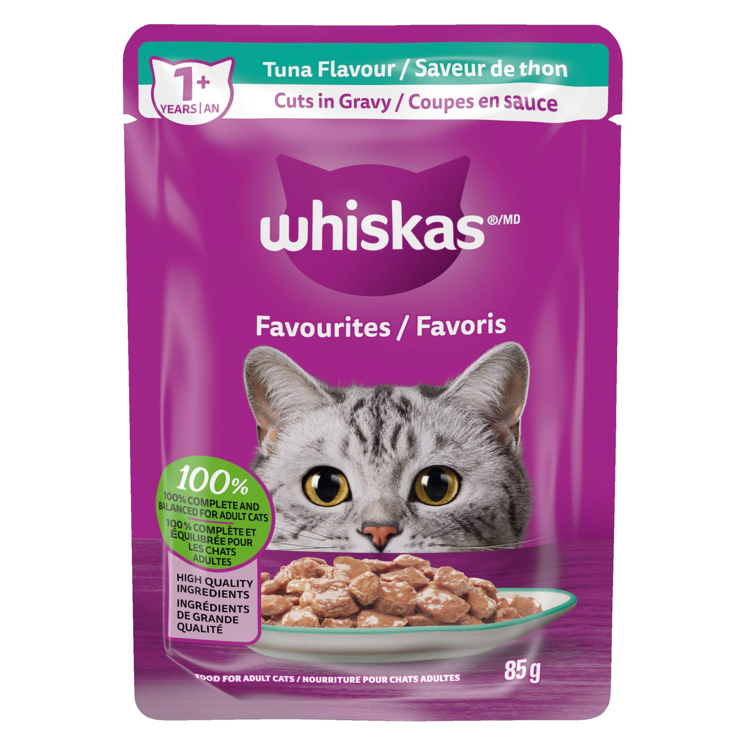 Whiskas Cuts in Gravy Tuna Flavour Adult Wet Cat Food, 85-g Front_Flat