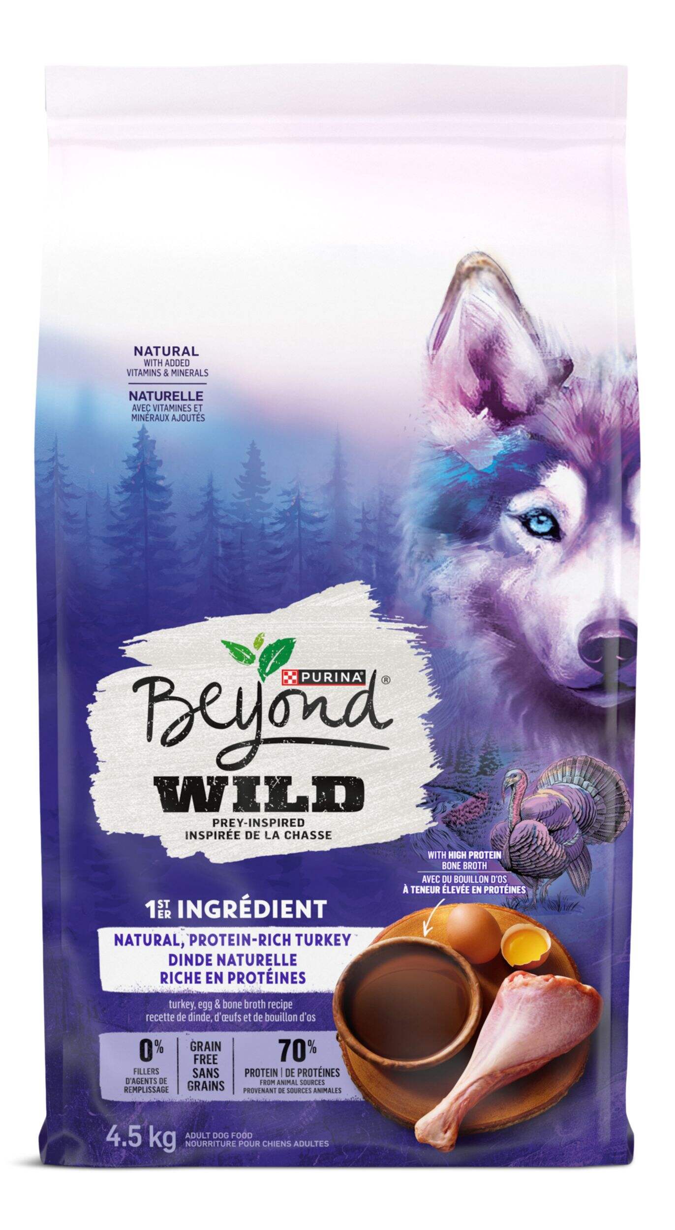 Beyond Wild Prey-Inspired Grain-Free High Protein Turkey & Egg Adult Dry Dog Food, 4.5-kg Front_Flat